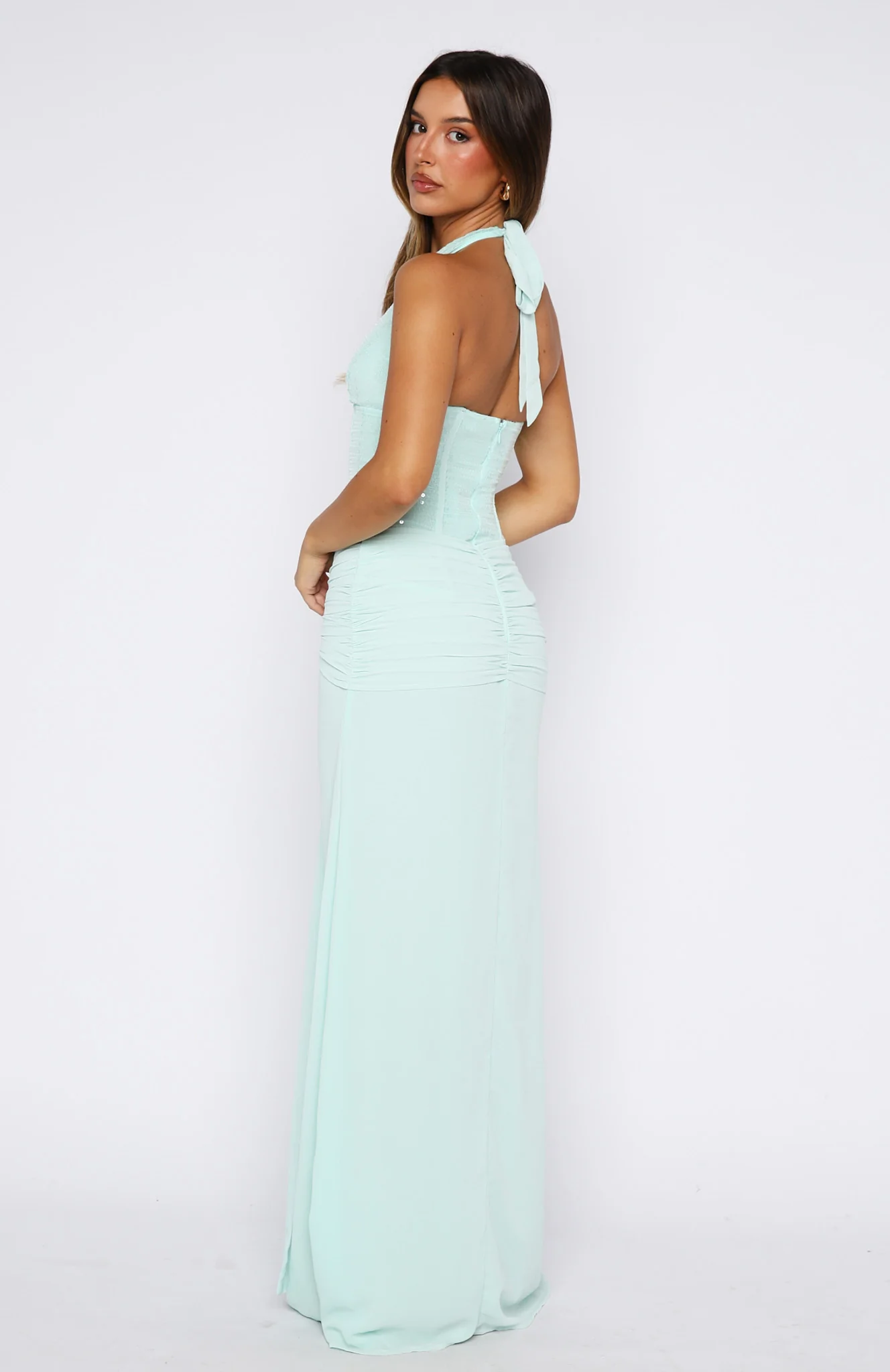 Dance Floor Diva Sequin Maxi Dress Baby Blue - Image 5