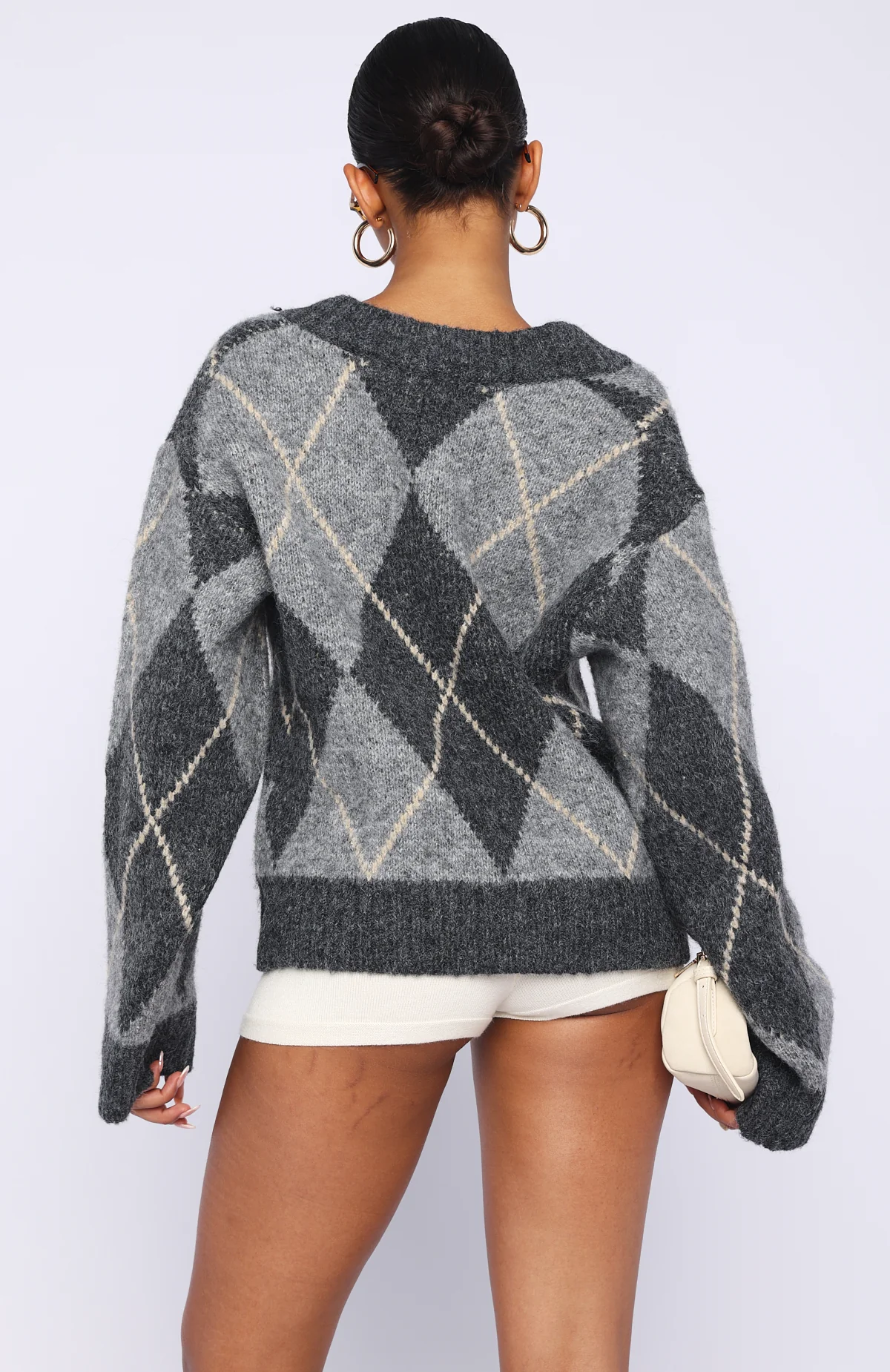 Daniela Argyle Knit Sweater Charcoal - Image 5