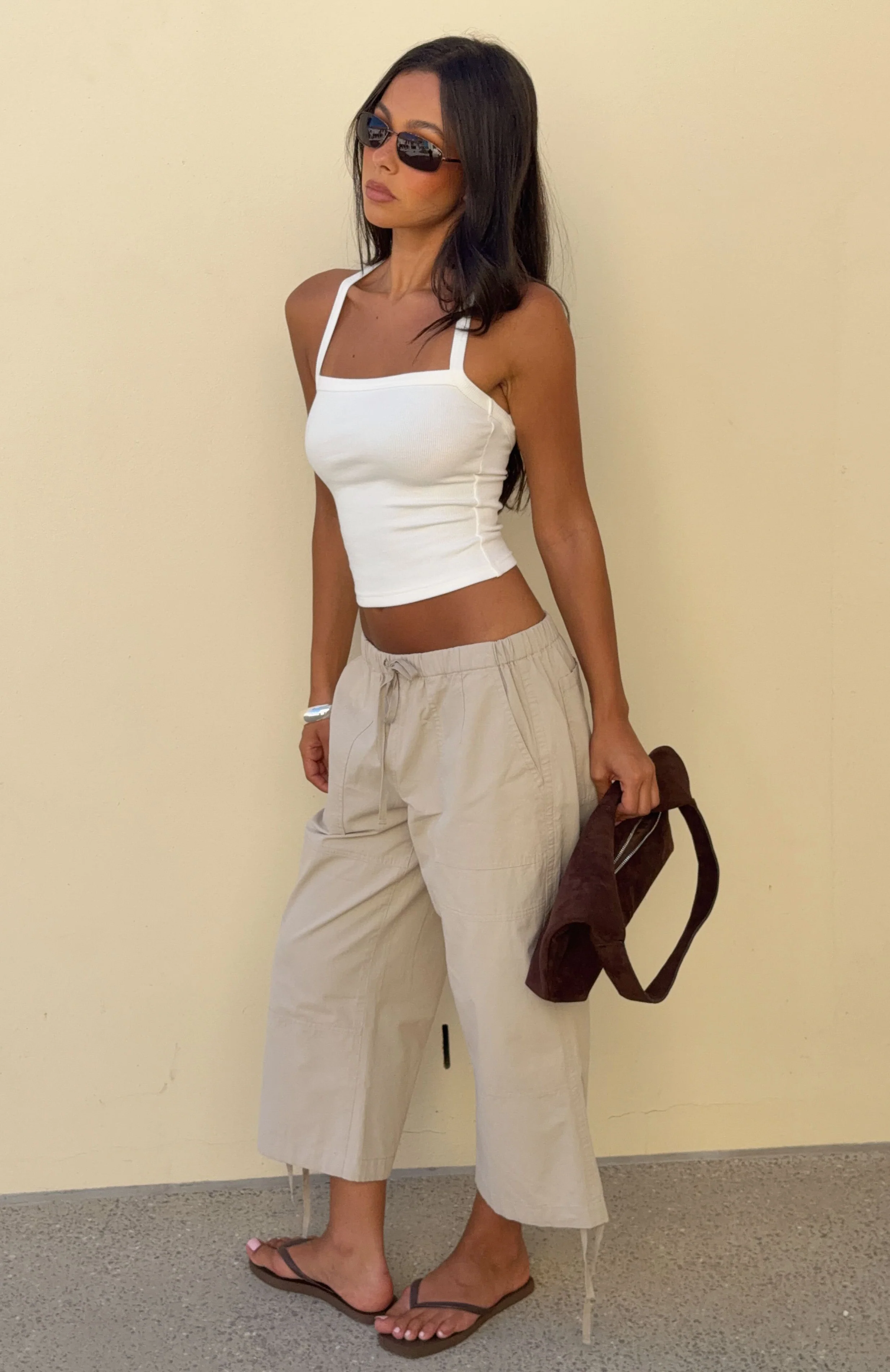 Date Me Capri Cargo Pants Stone