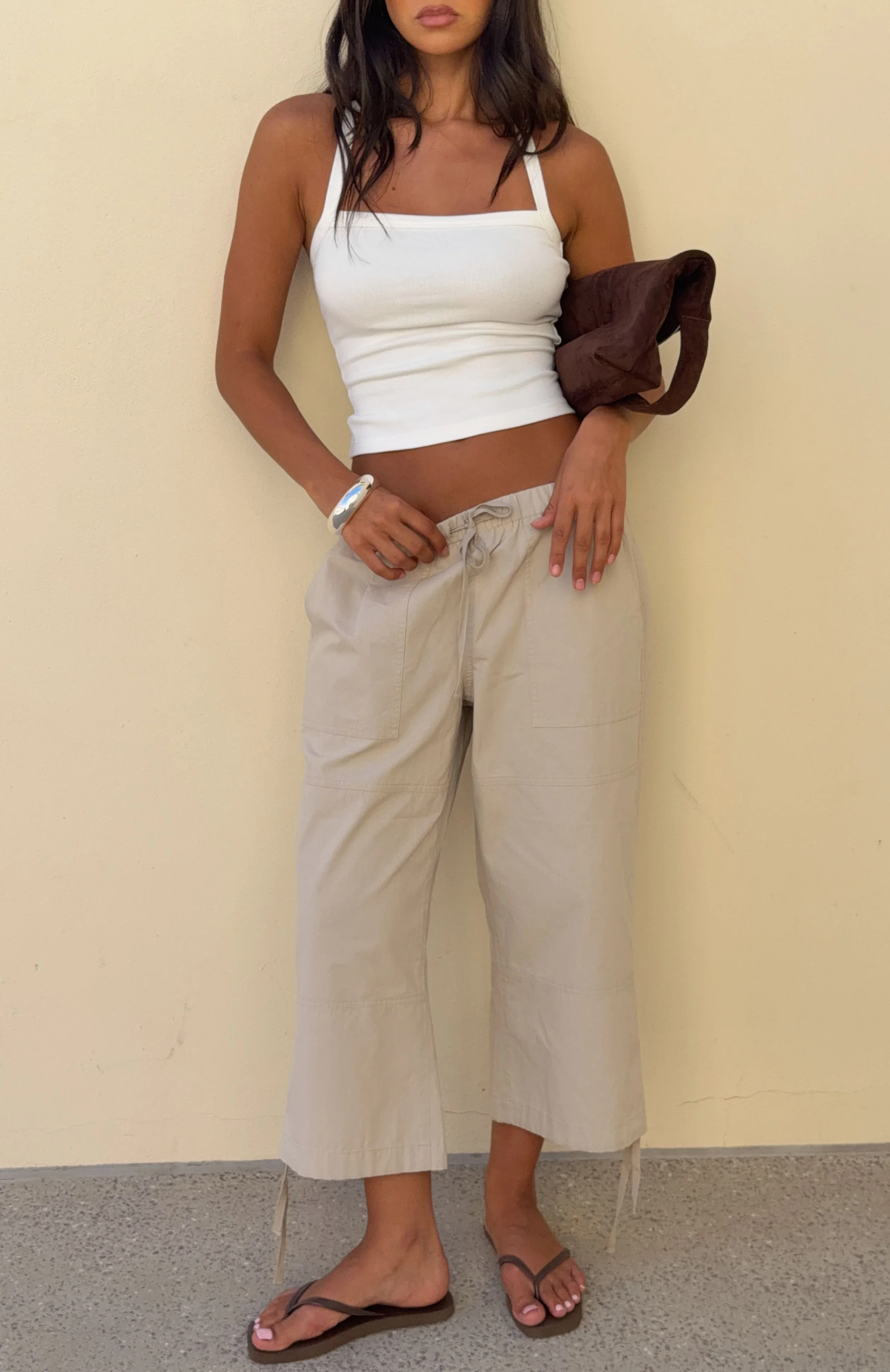 Date Me Capri Cargo Pants Stone - Image 2