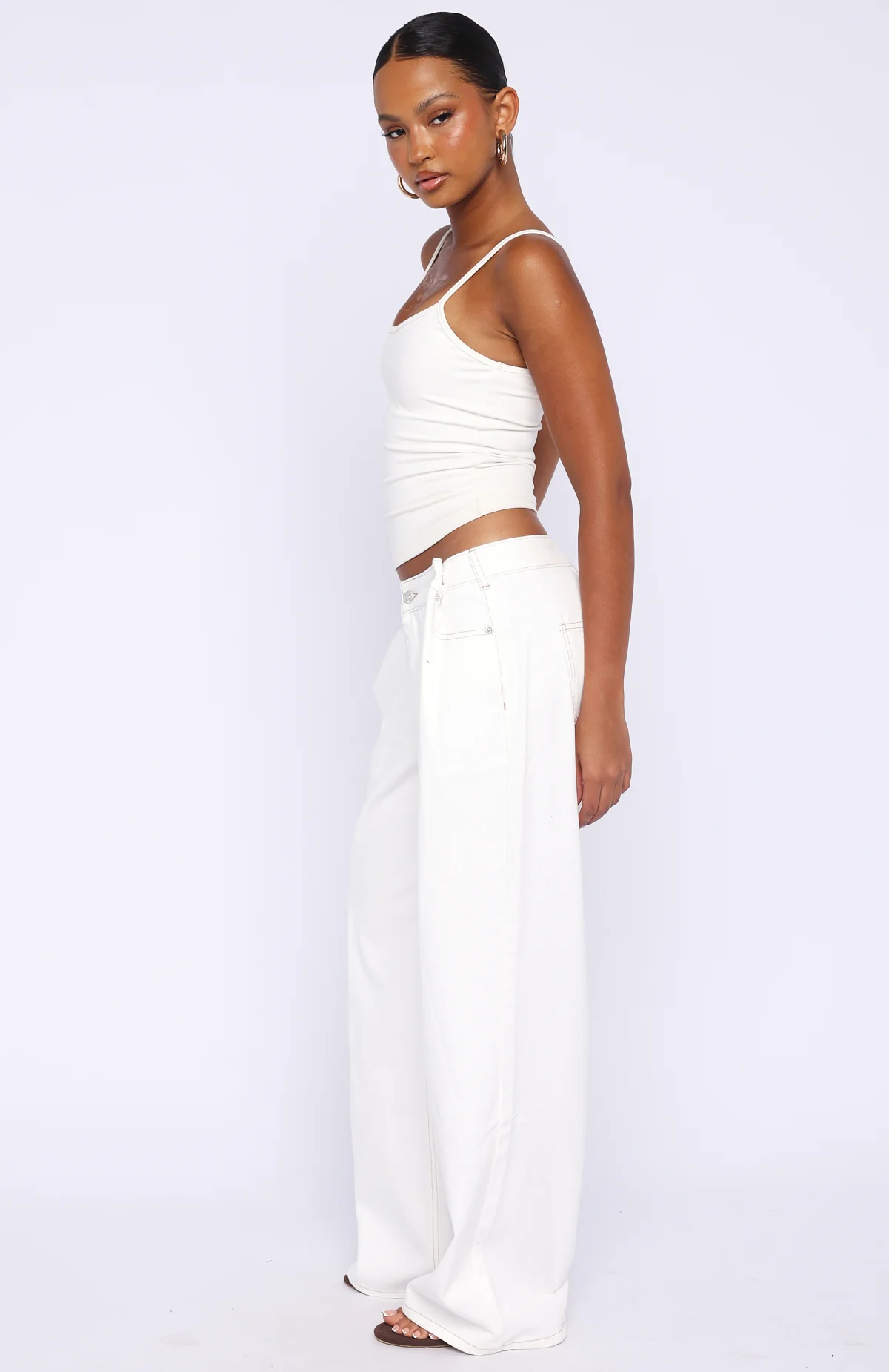Day At A Time Low Rise Wide Leg Jeans Off White - Image 3