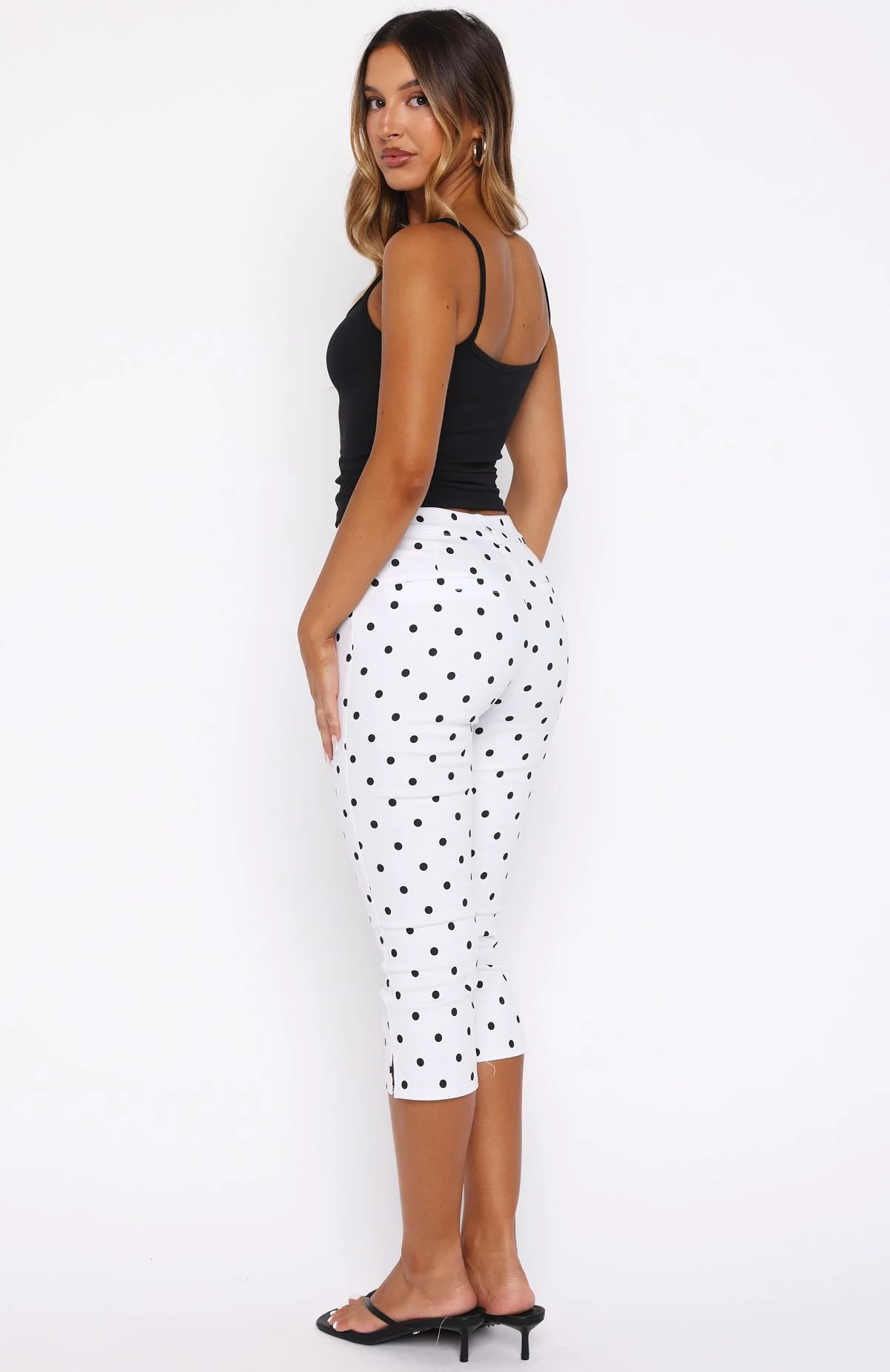 Day For It Capri Pants White/Black Polka Dot - Image 4