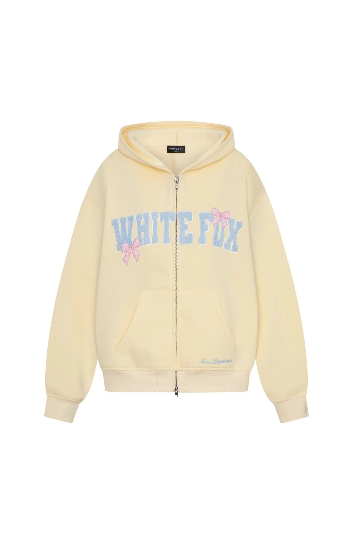 Daydreamers Madeline Boxy Zip Front Hoodie Lemon - Image 6