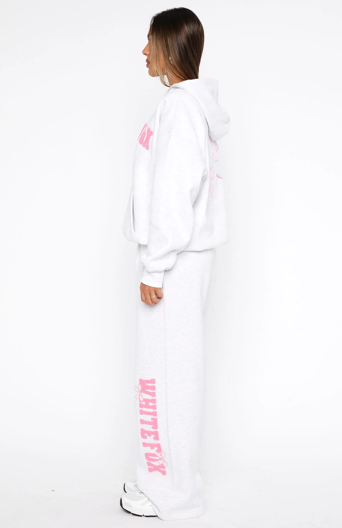 Daydreamers Madeline Wide Leg Sweatpants Grey Marle - Image 3