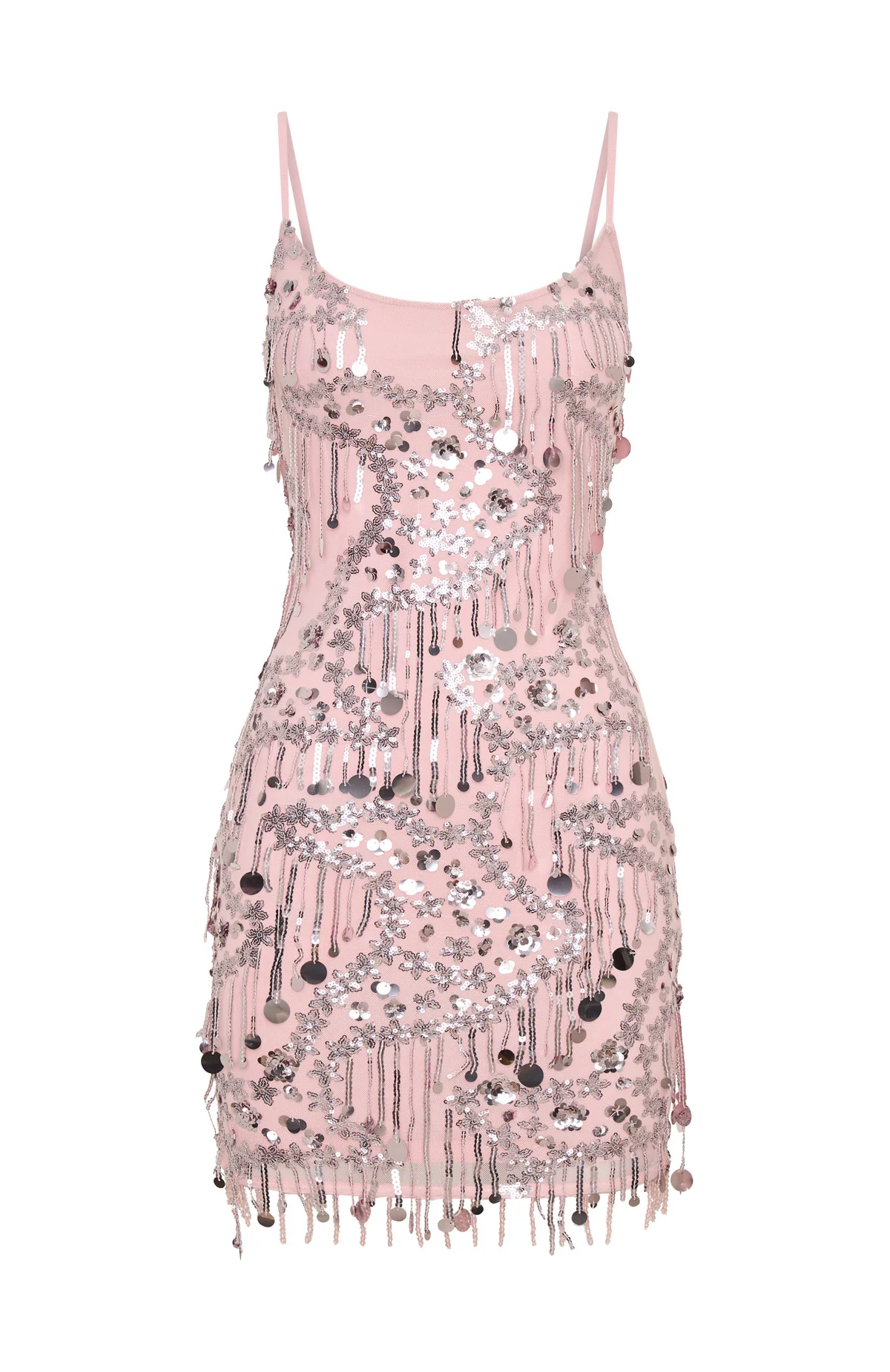 Decadent Daze Beaded Mini Dress Baby Pink - Image 7