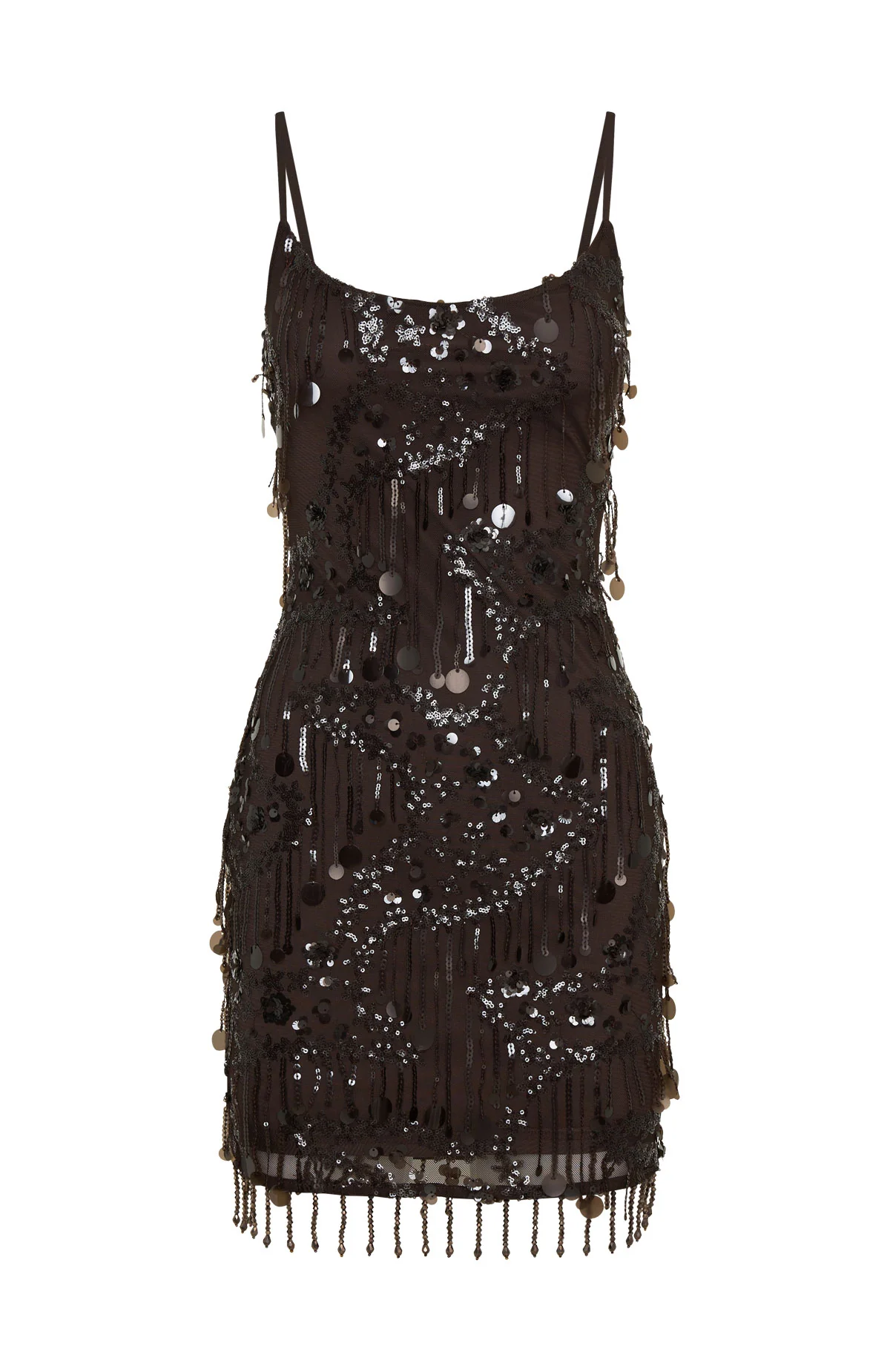 Decadent Daze Beaded Mini Dress Chocolate - Image 6