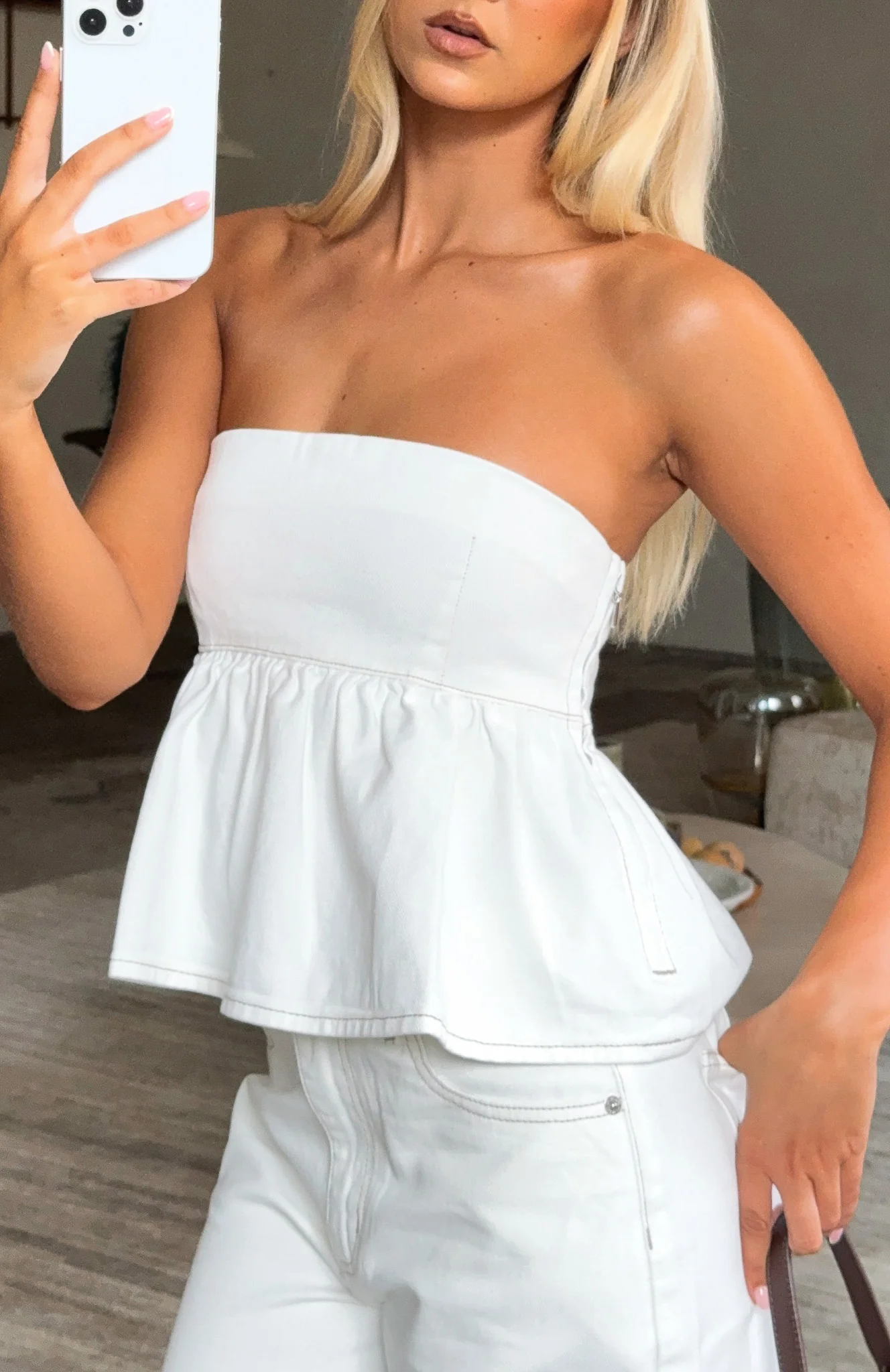 Dedicated To Growth Denim Top Off White - Image 5