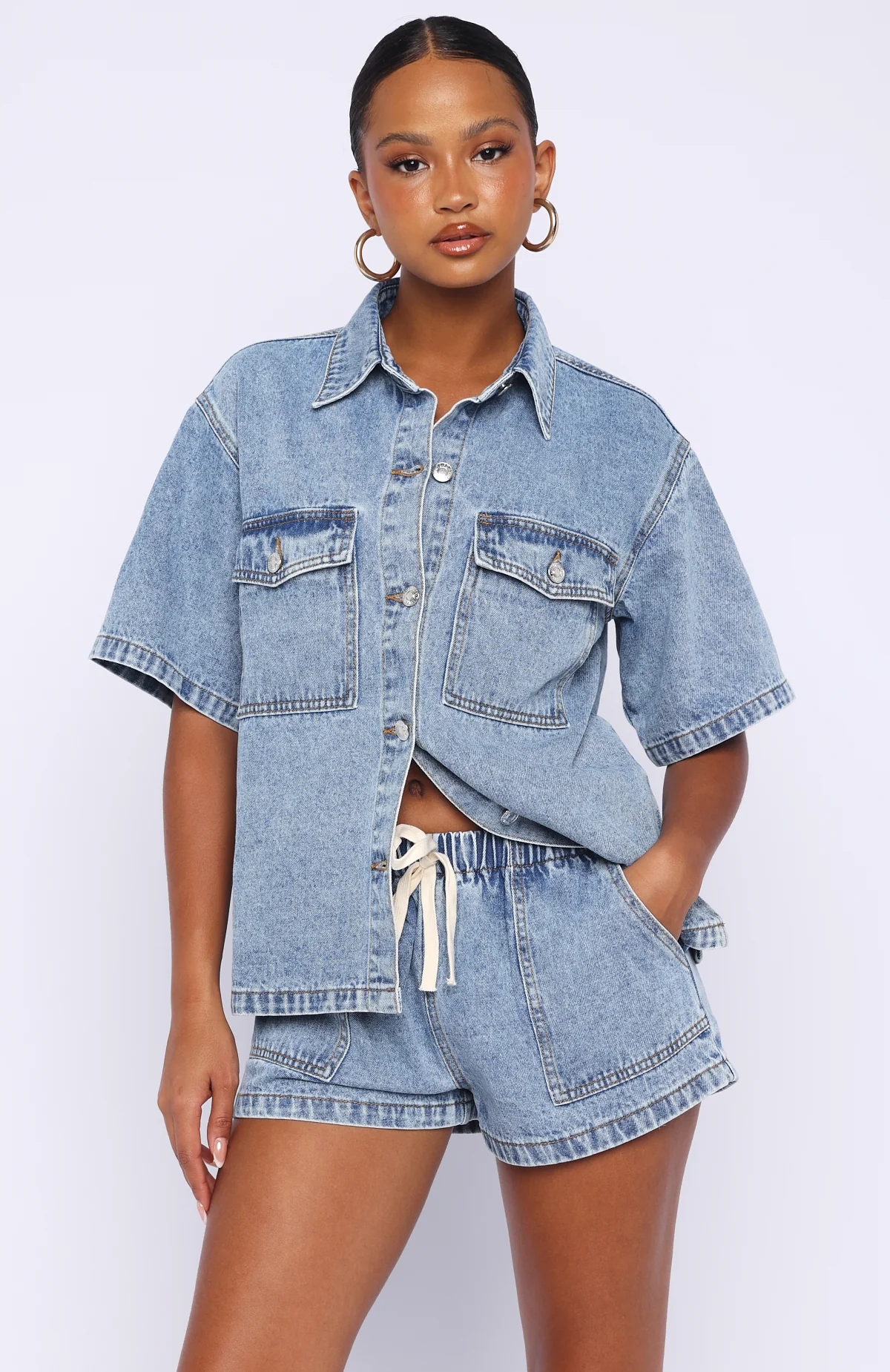 Denim Daydream Button Up Shirt Mid Blue - Image 2