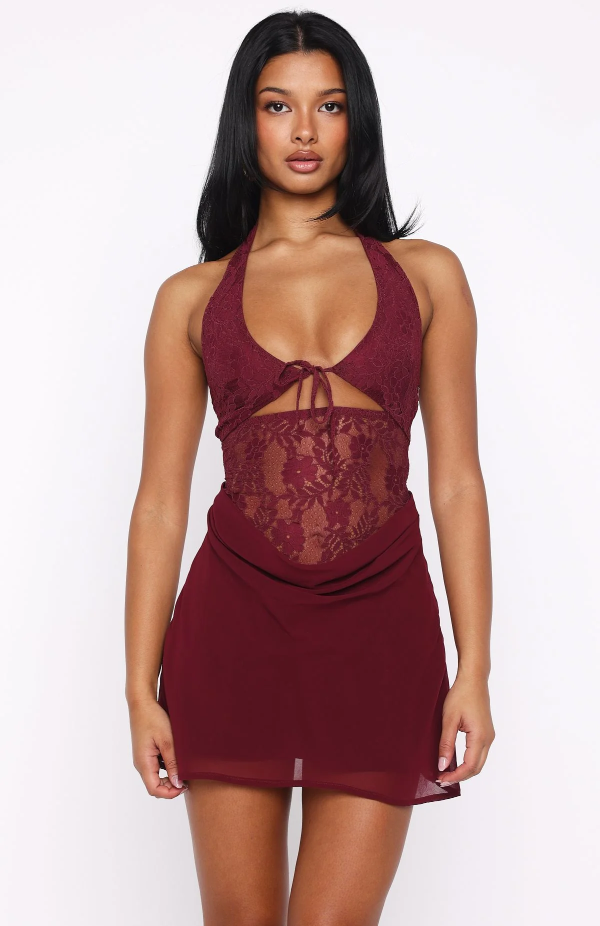 Diamonds Are Forever Mini Dress Burgundy - Image 2