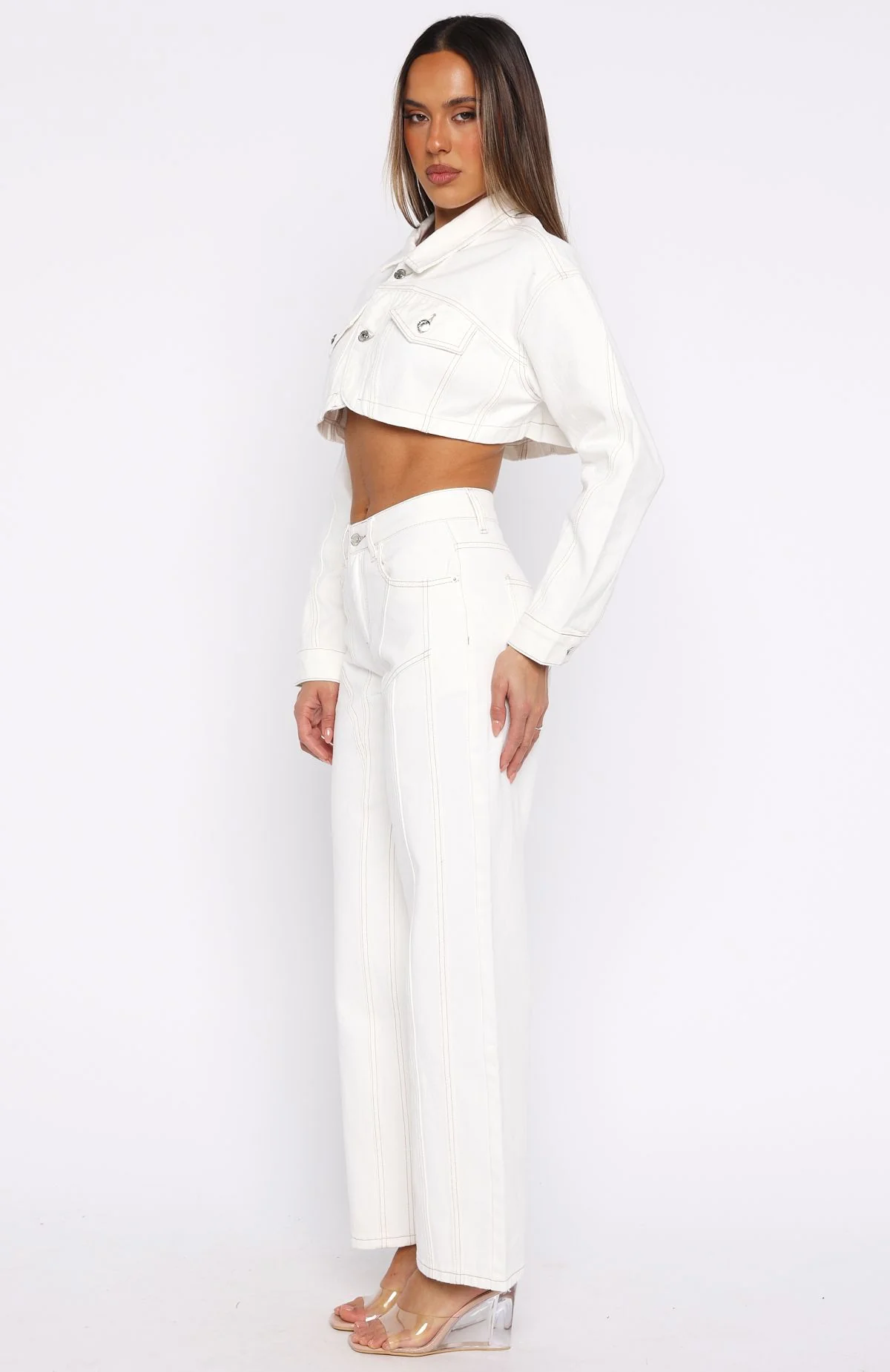Did You Miss Me Mid Rise Straight Leg Jeans Off White - Image 3