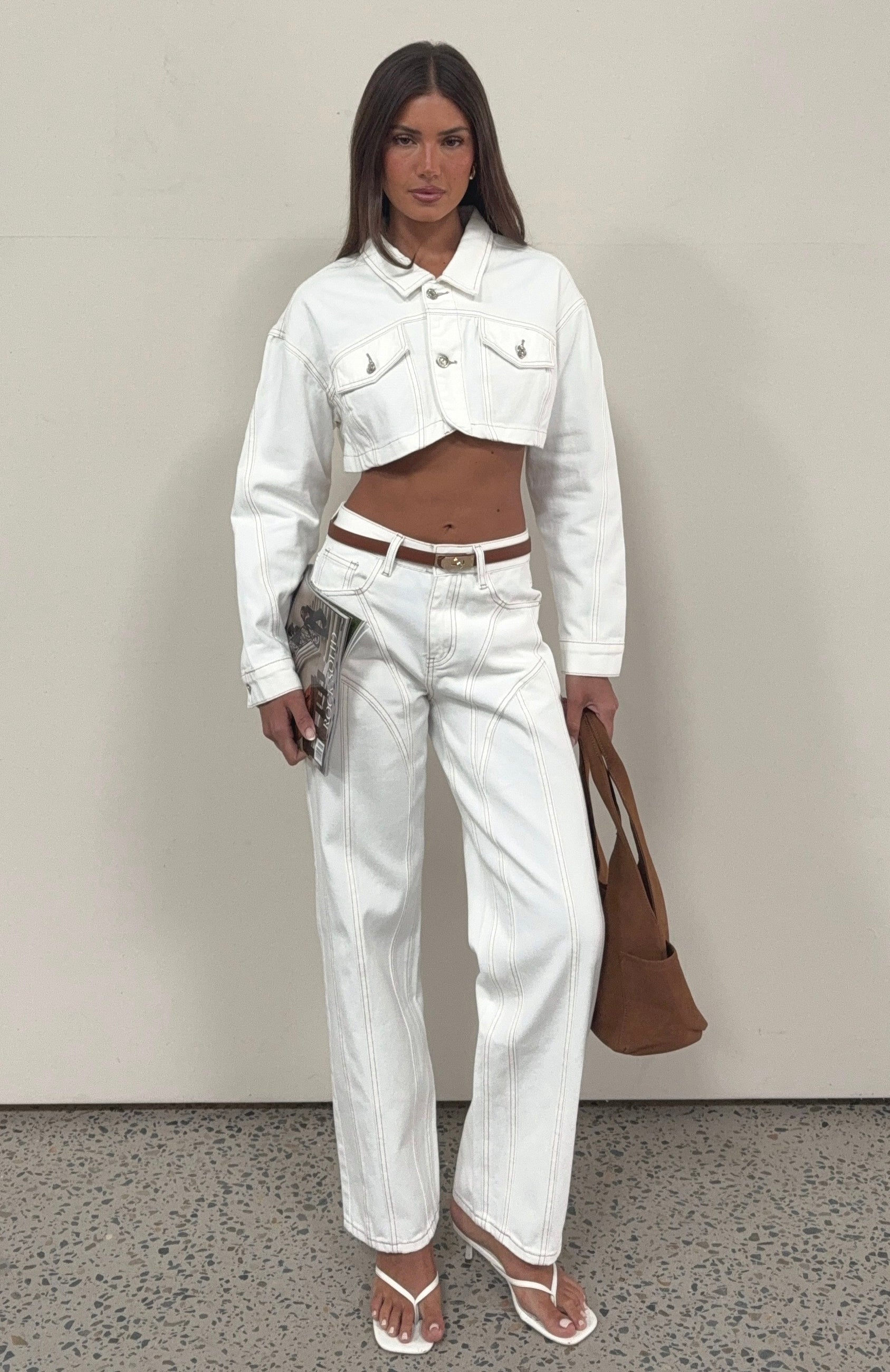 Did You Miss Me Mid Rise Straight Leg Jeans Off White - Image 5