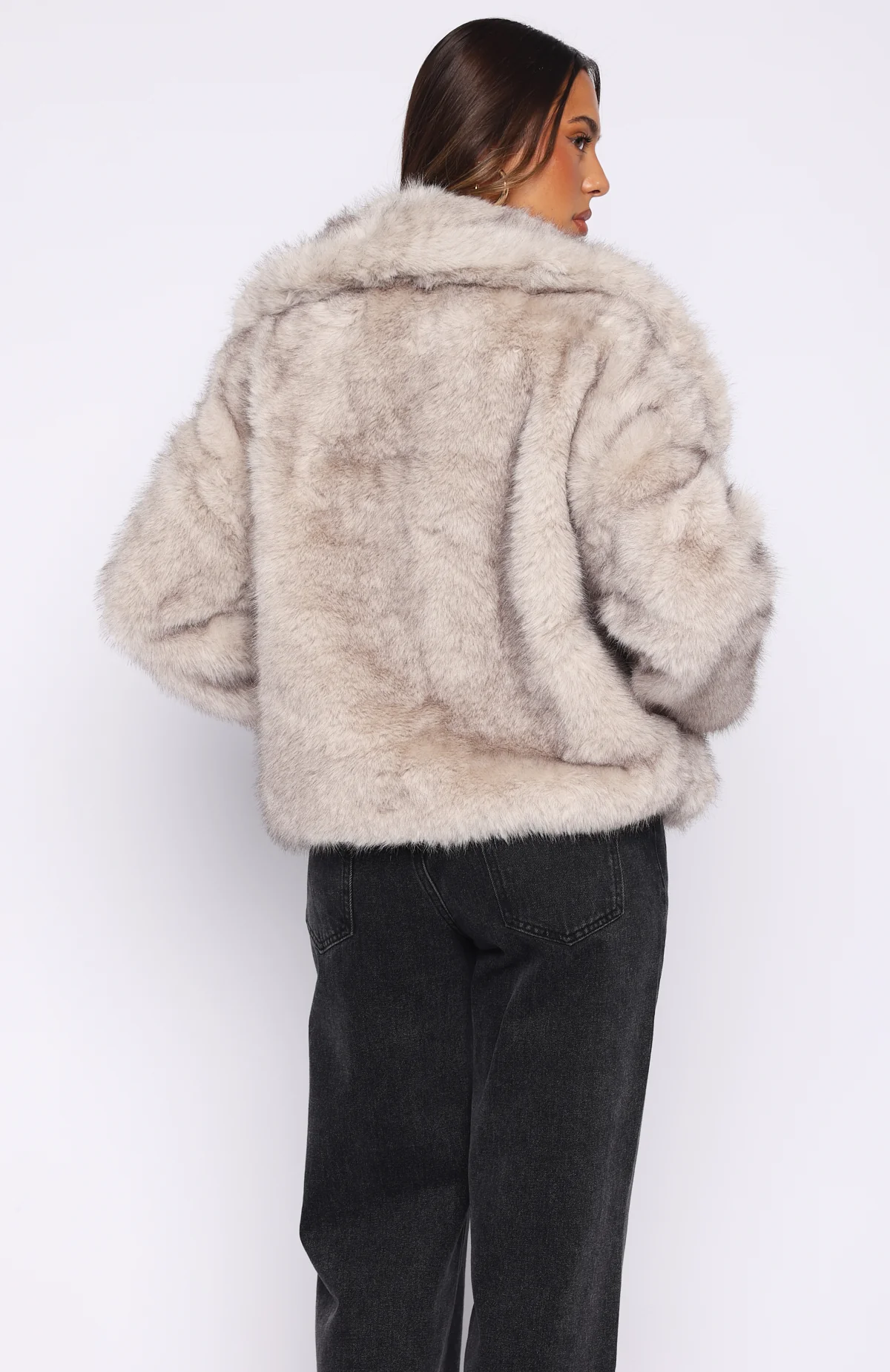 Dirty Martini Faux Fur Jacket Smokey Taupe - Image 4