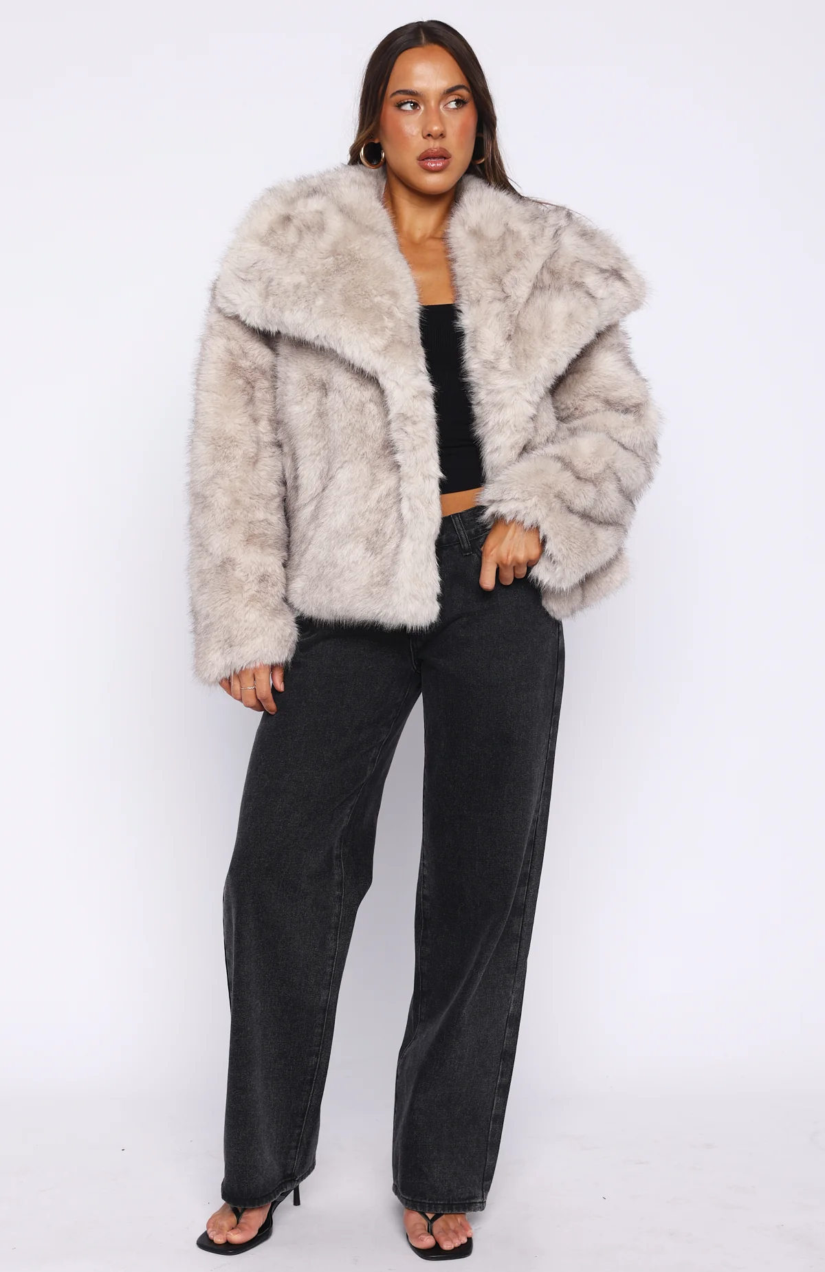 Dirty Martini Faux Fur Jacket Smokey Taupe - Image 5