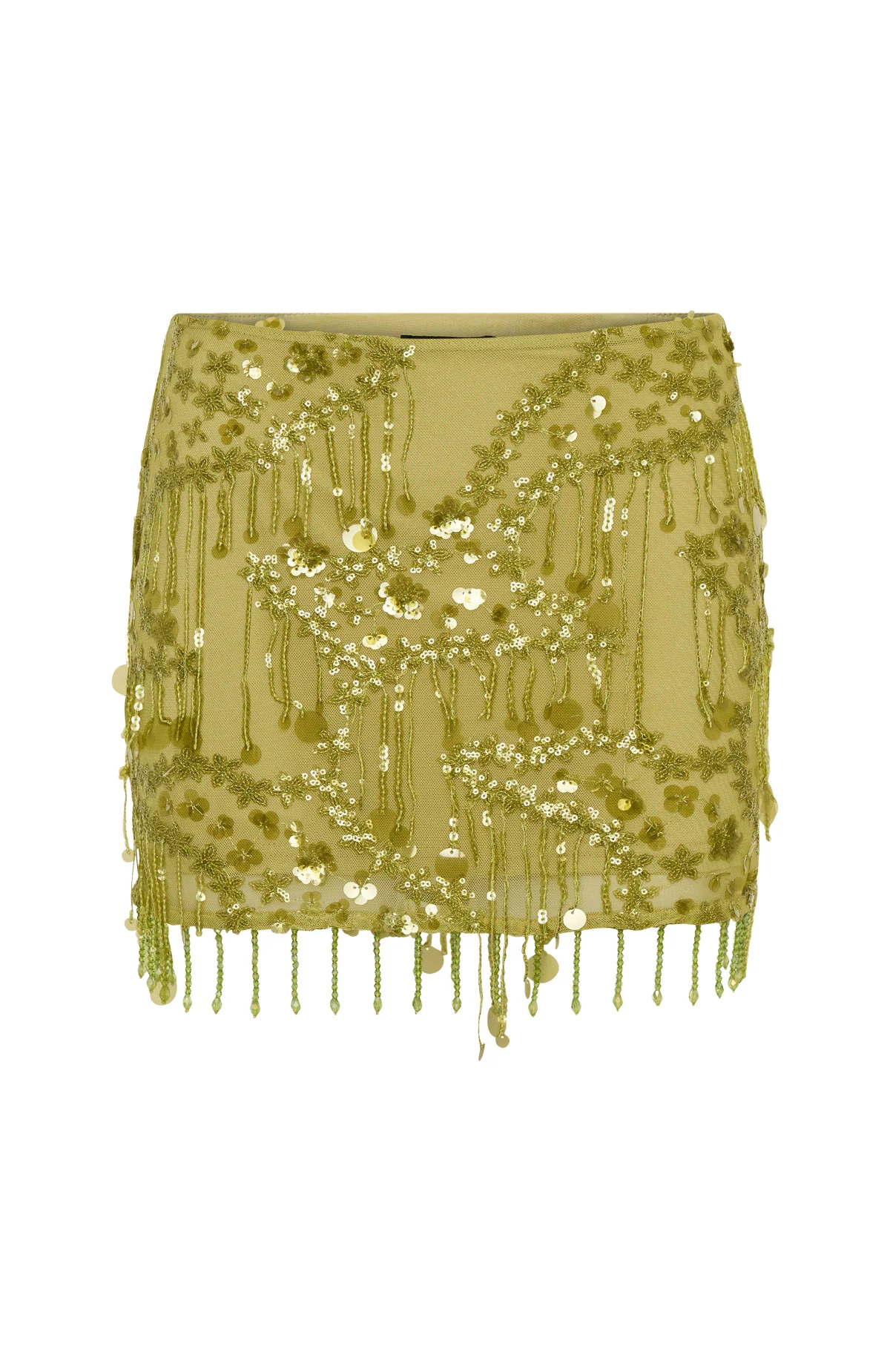 Disco Baby Beaded Mini Skirt Chartreuse - Image 7