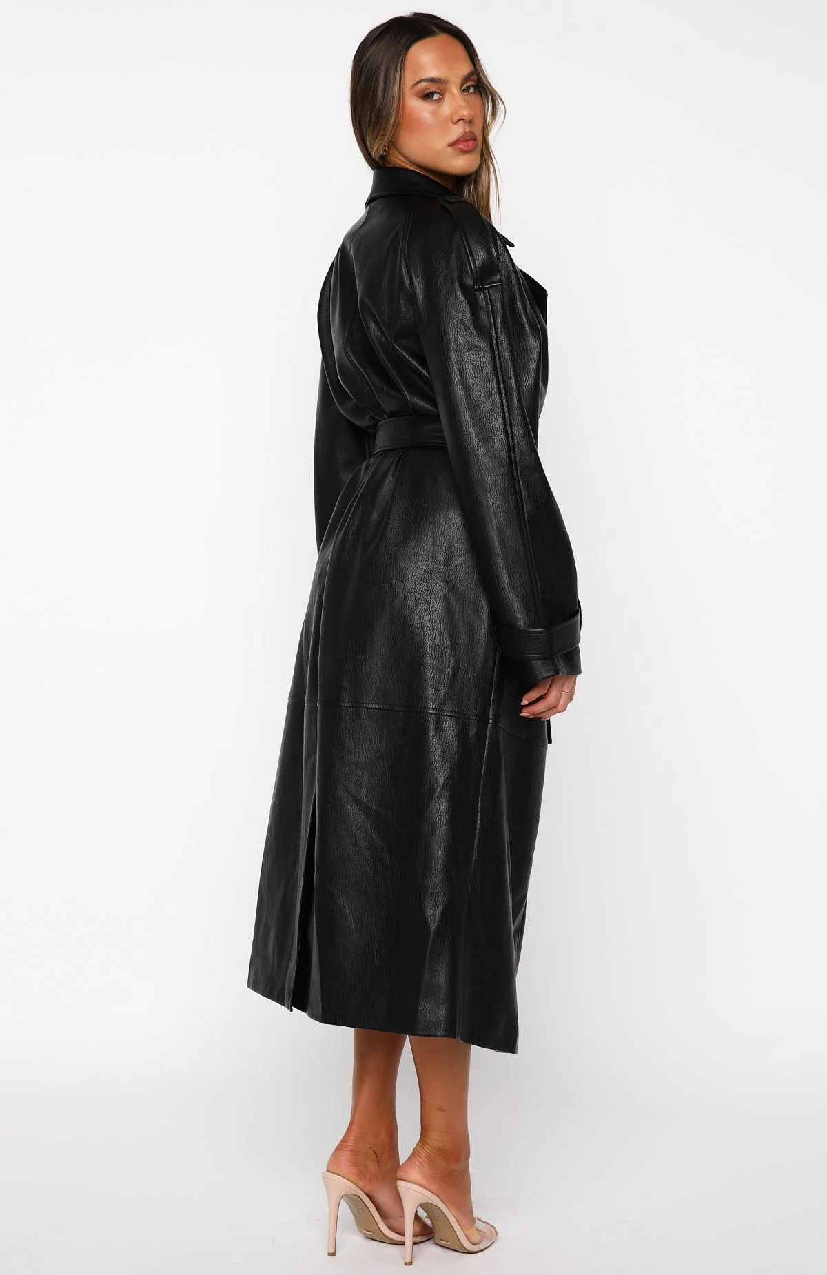 Do I Ever PU Trench Coat Black - Image 4