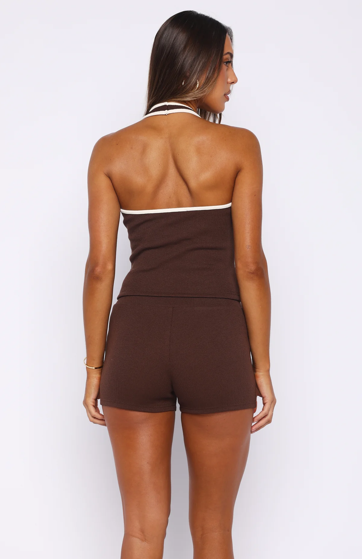 Doing My Best Ribbed Bike Shorts Chocolate - Image 4