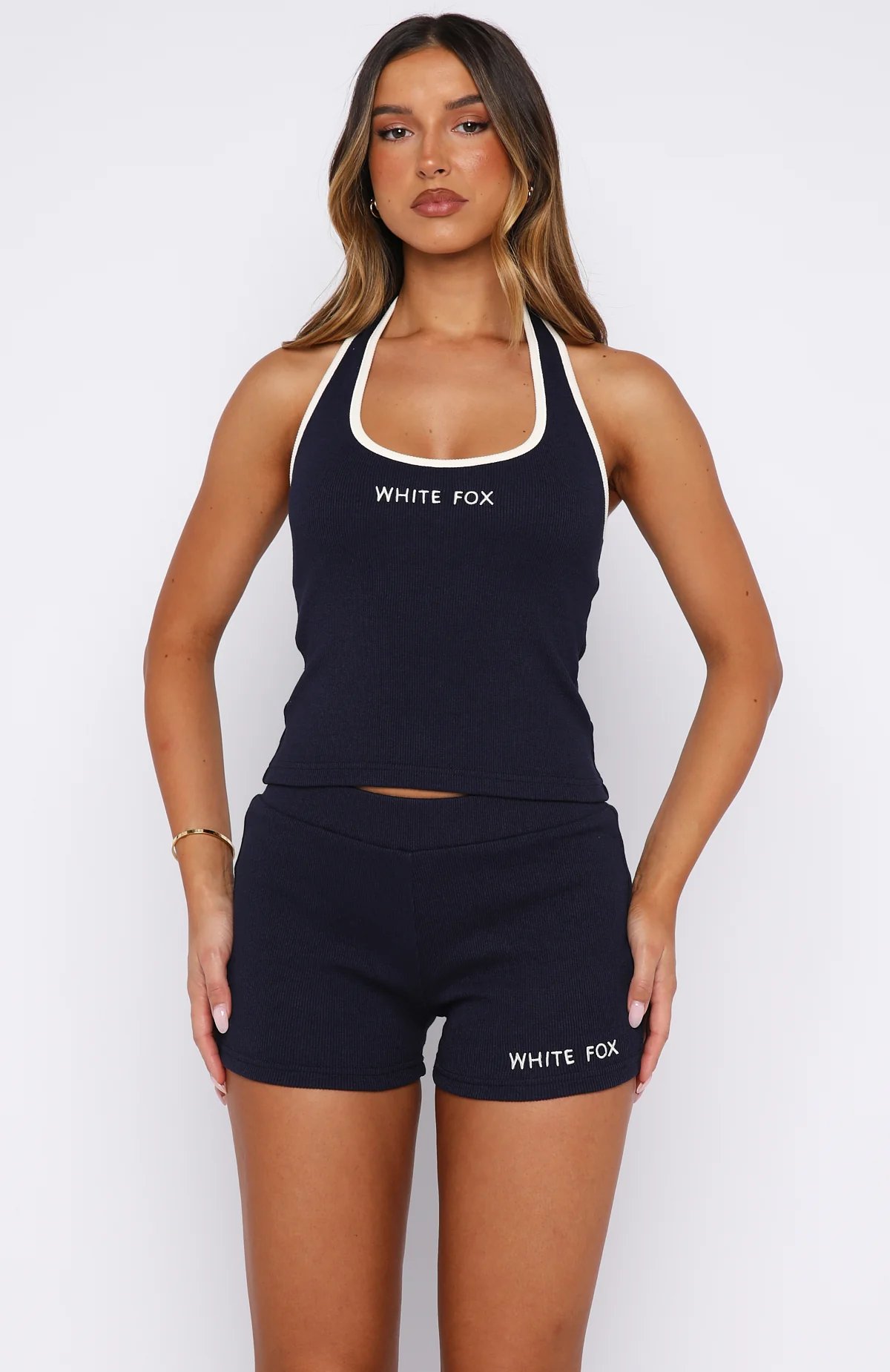 Doing My Best Ribbed Bike Shorts Navy - Image 2
