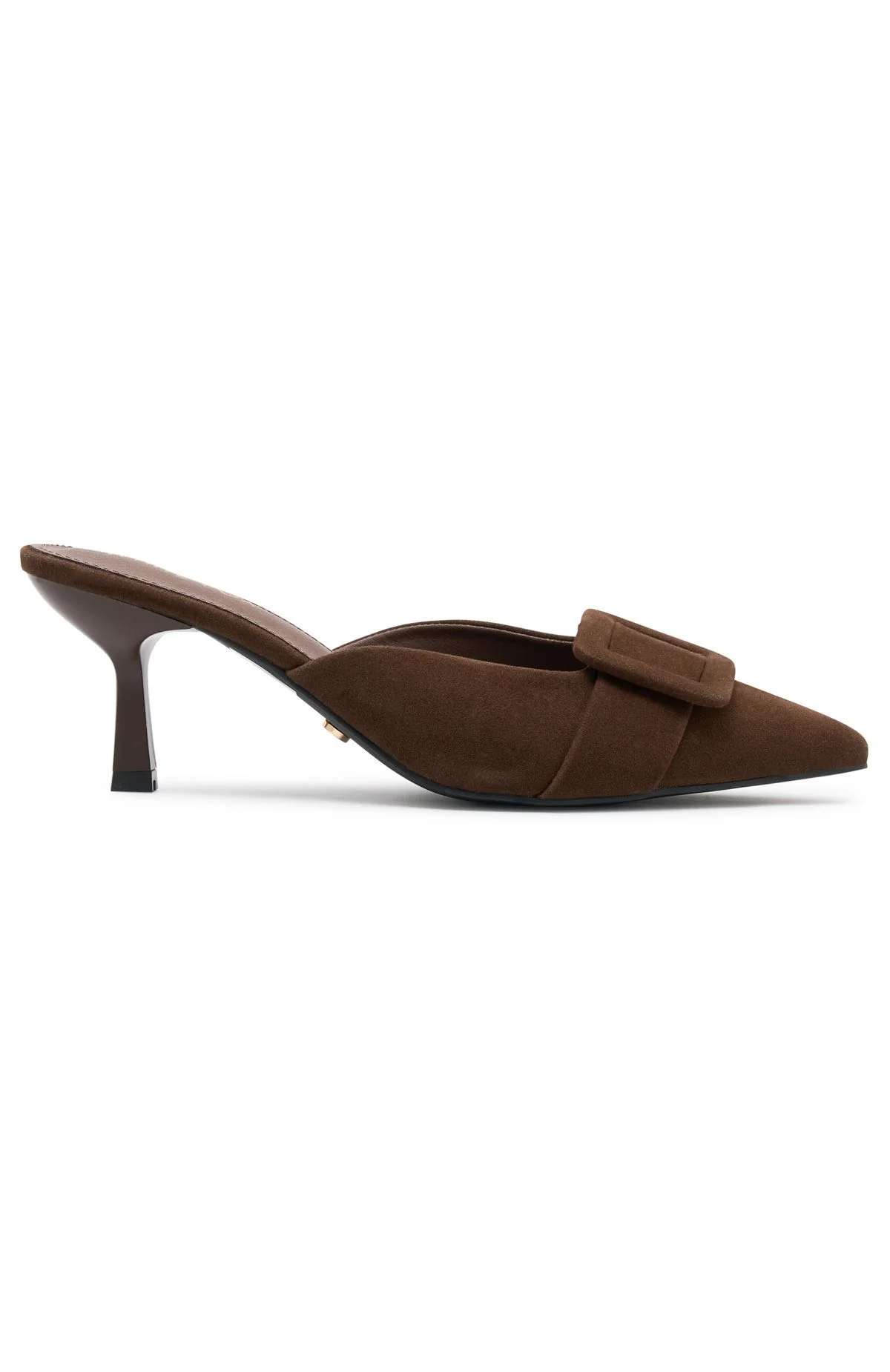 Domino Heels Chocolate Faux Suede - Image 4