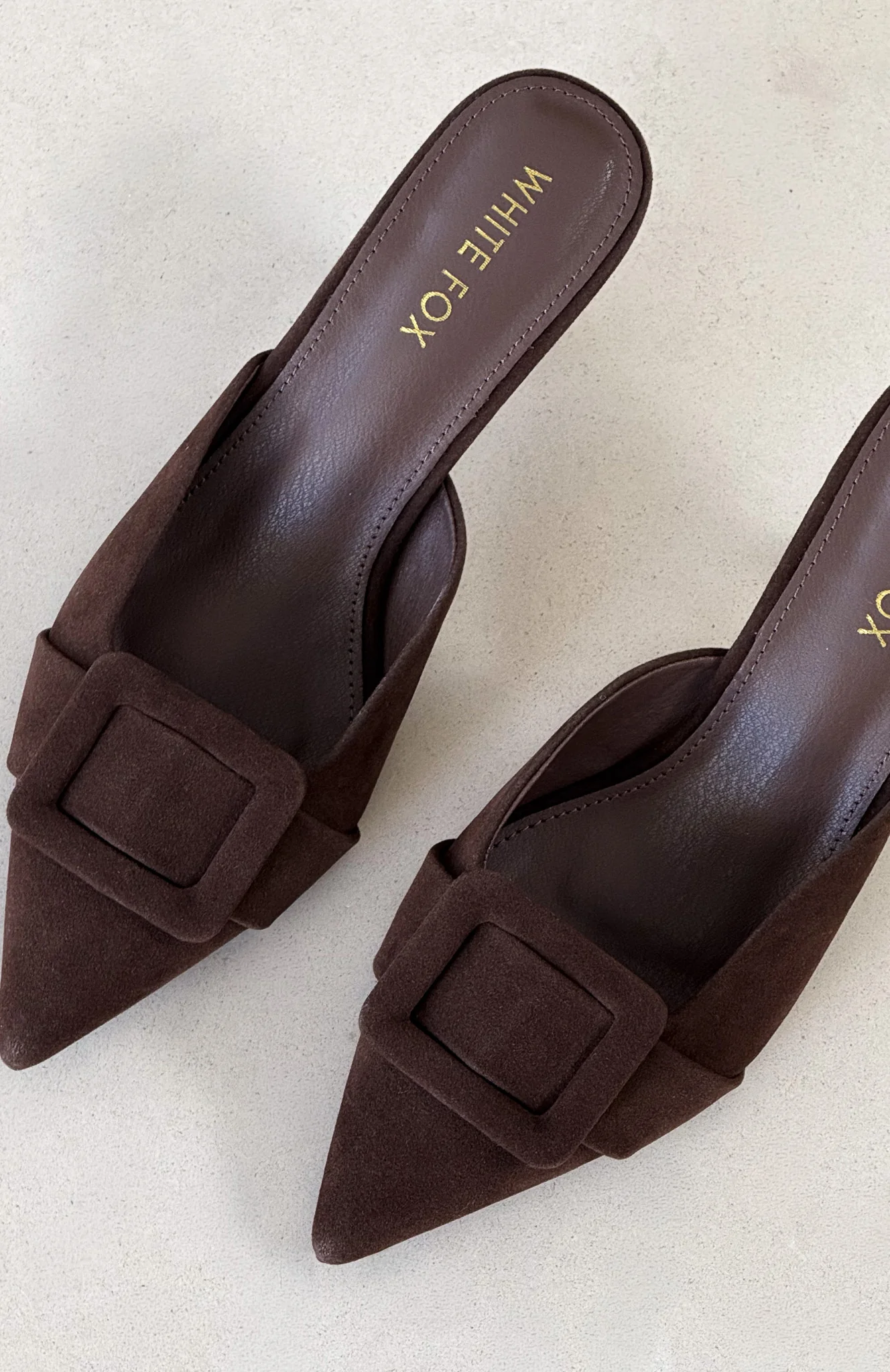 Domino Heels Chocolate Faux Suede - Image 6