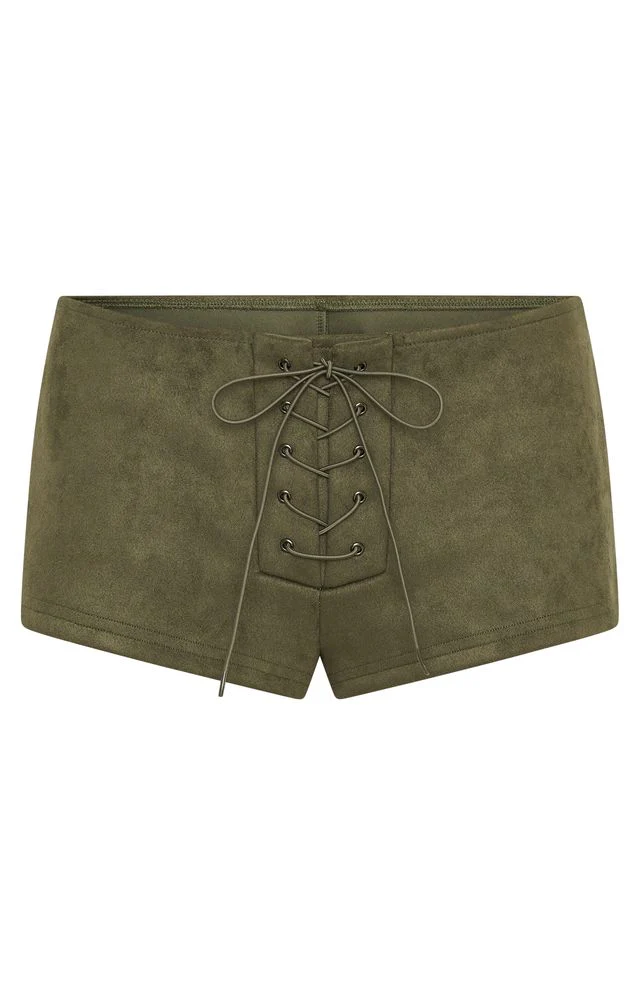 Don't Speak Faux Suede Shorts Cactus - Image 6