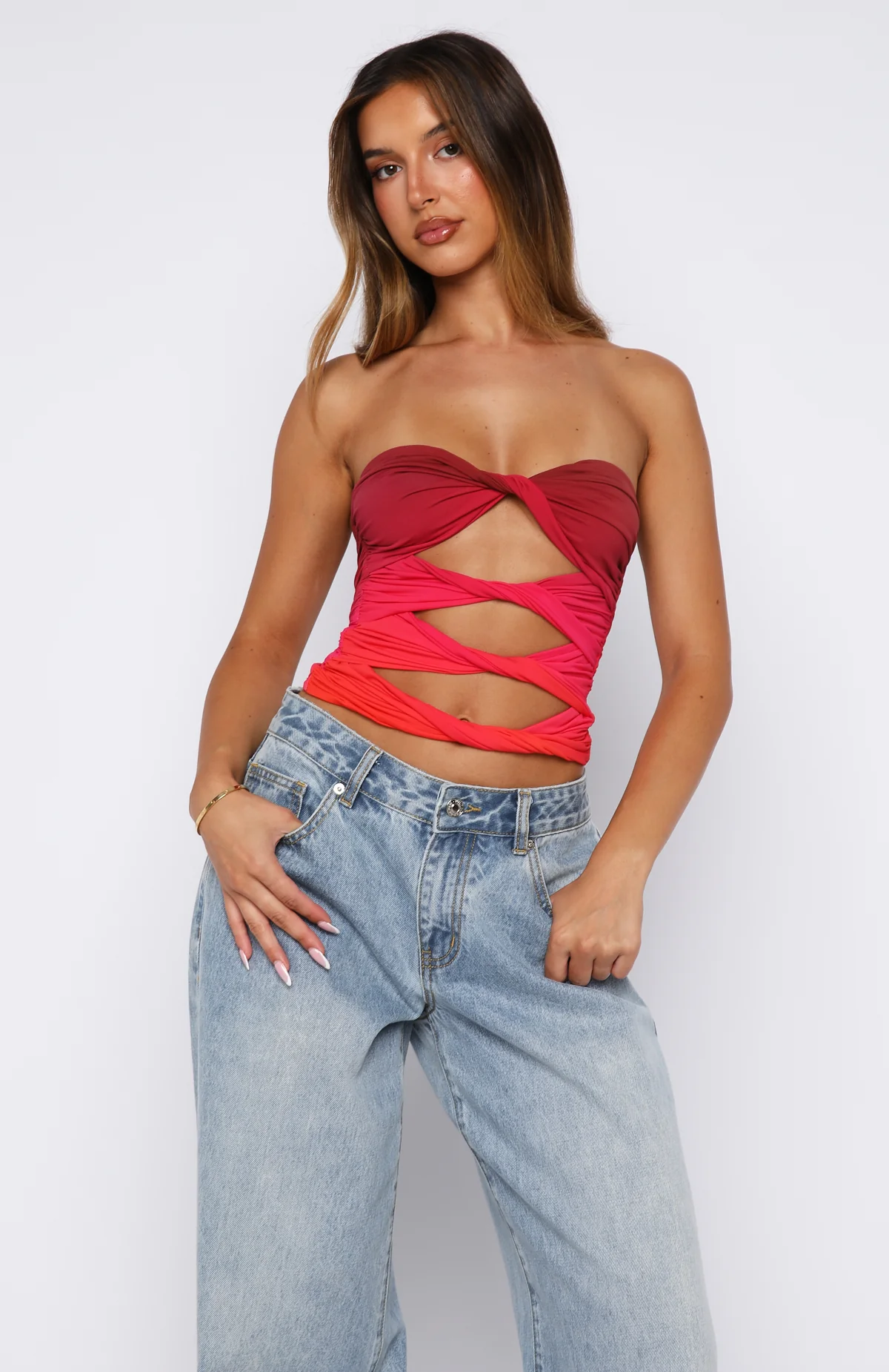 Dreaming Of Santorini Strapless Top Scarlett Inferno - Image 3