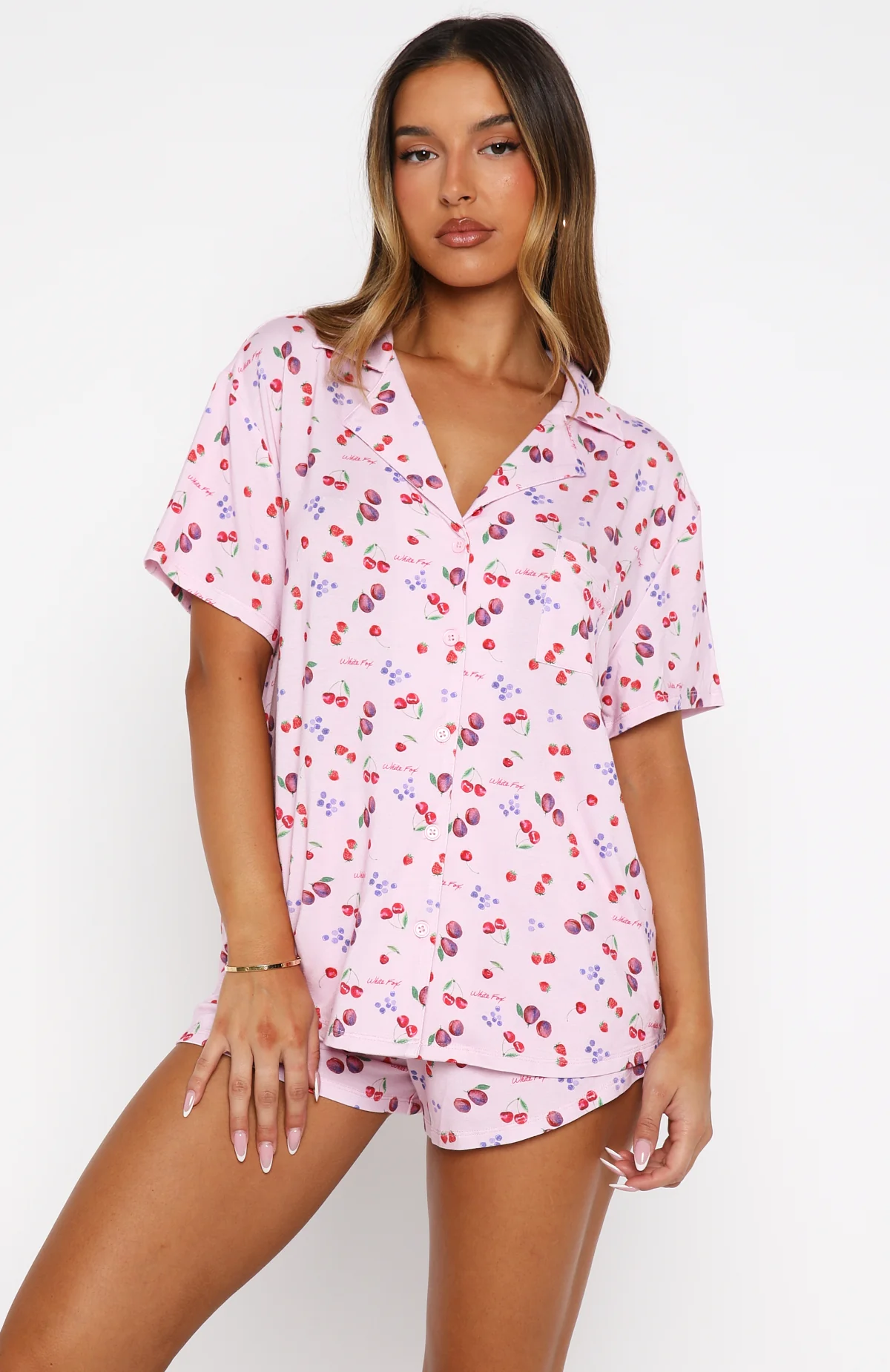 Dreamscape Printed Pyjama Set Pink Berries - Image 2