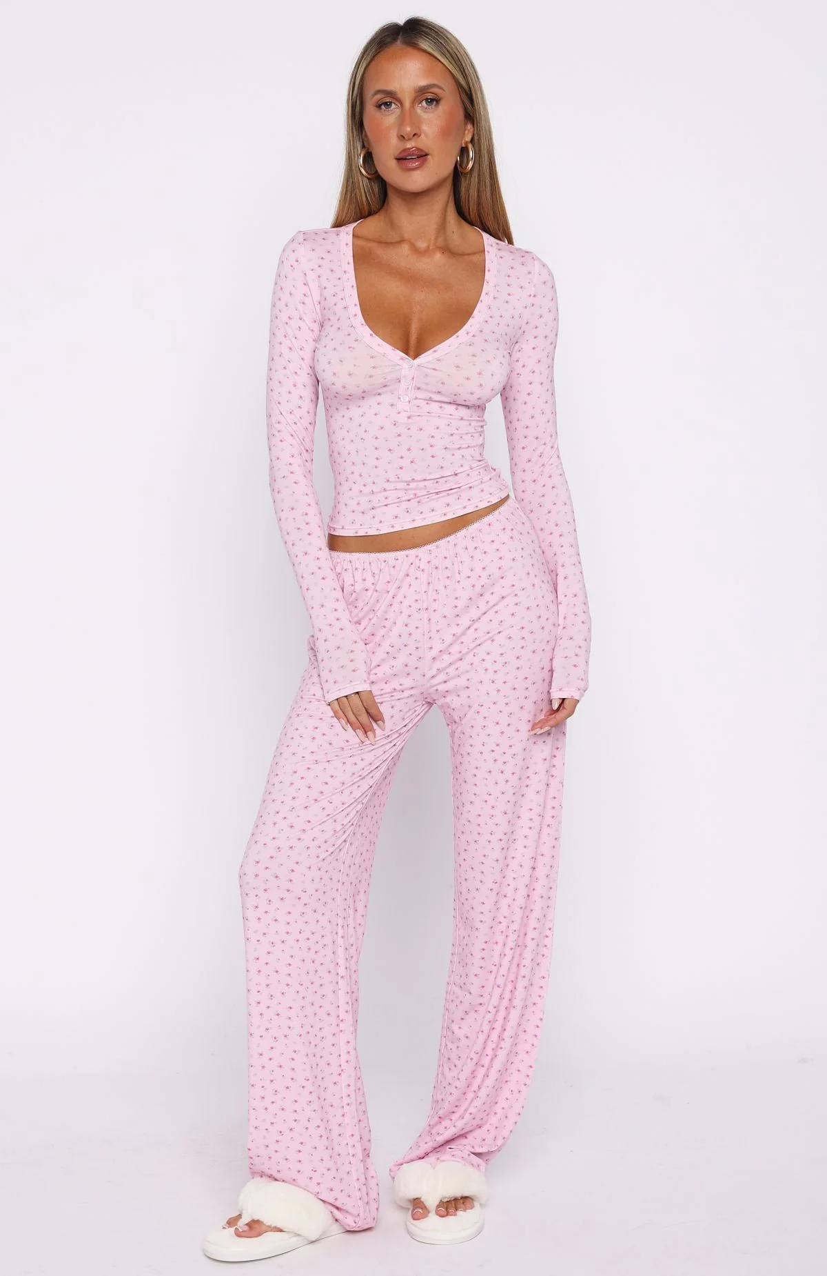 Dreamy Button Up Long Sleeve Pyjama Top Sugar Blossom - Image 5