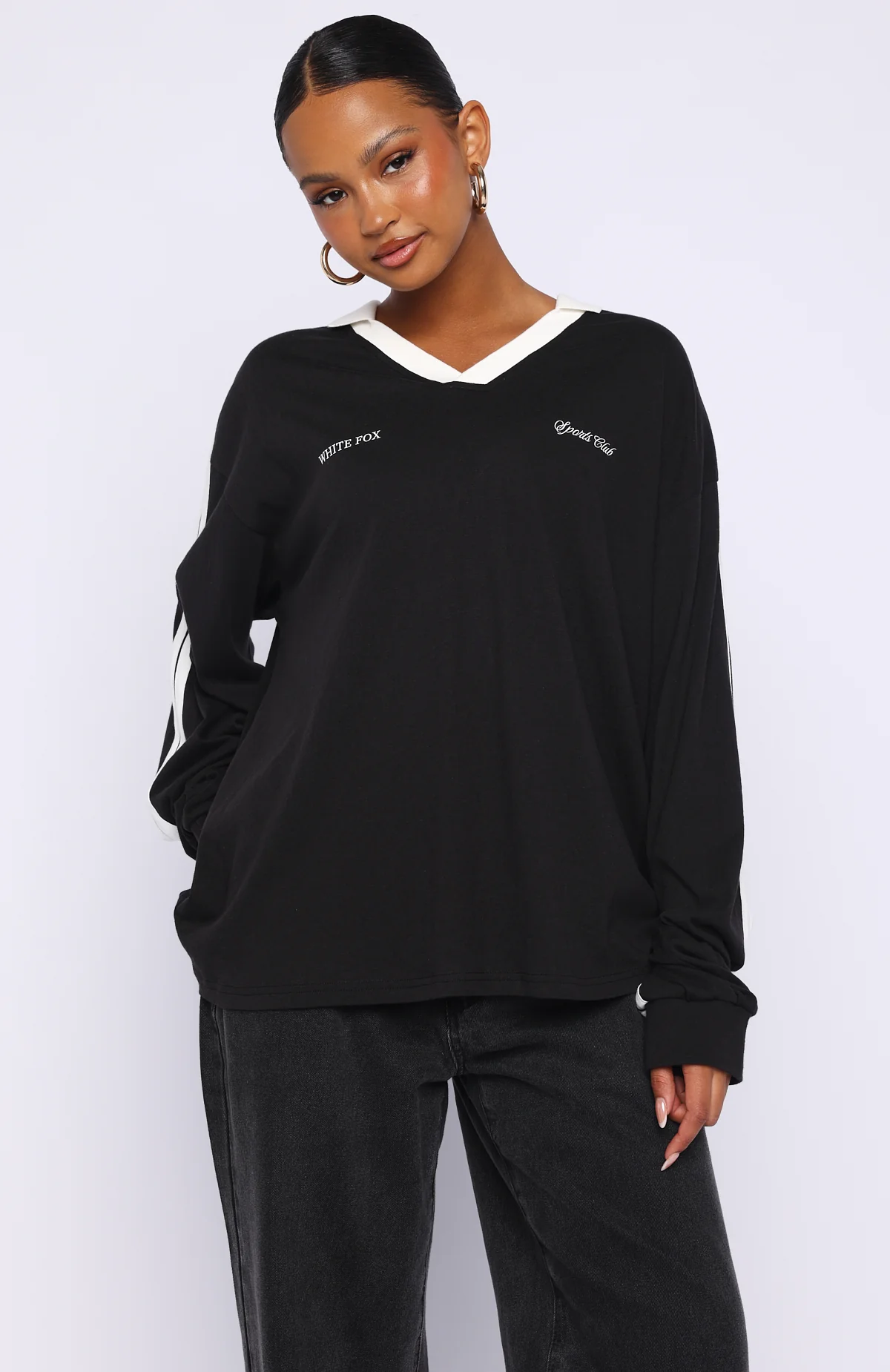 Dreamy Skies Long Sleeve Oversized Jersey Black - Image 3