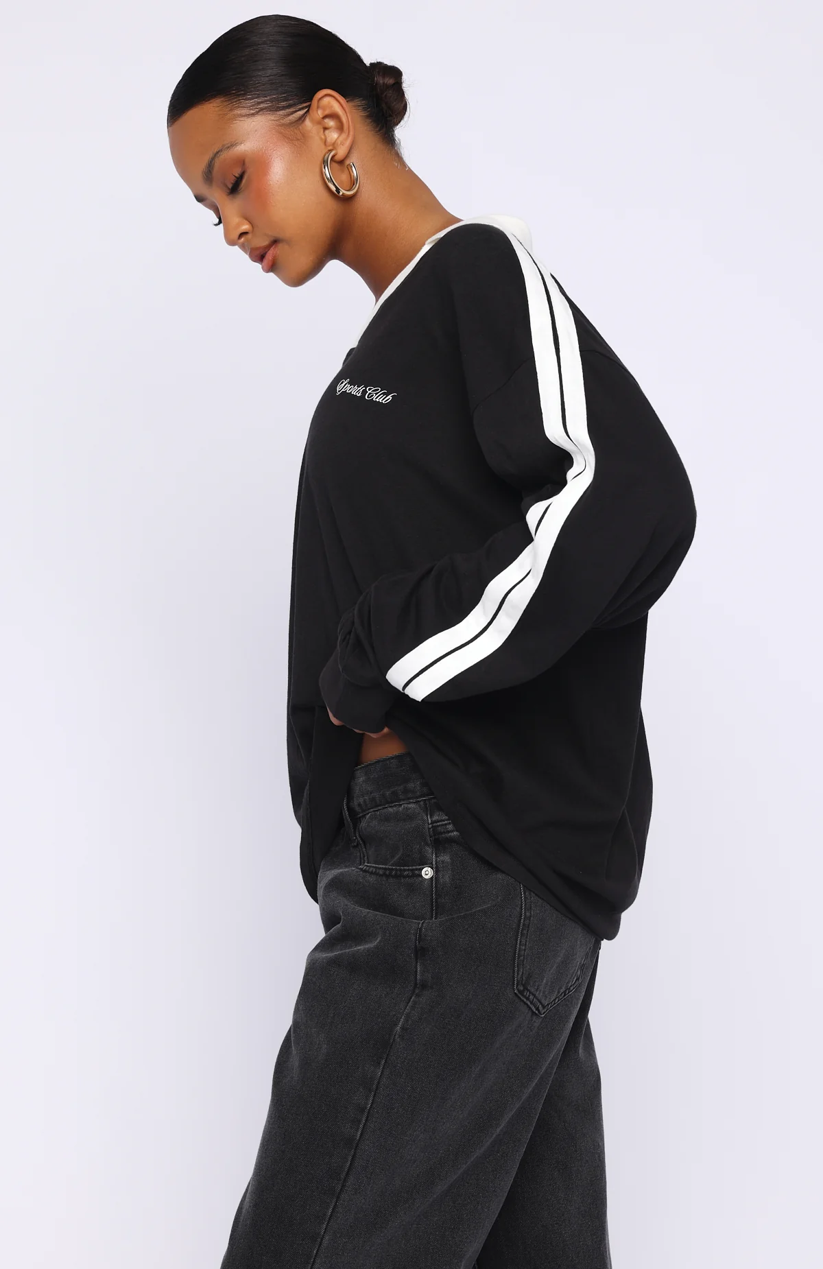 Dreamy Skies Long Sleeve Oversized Jersey Black - Image 4