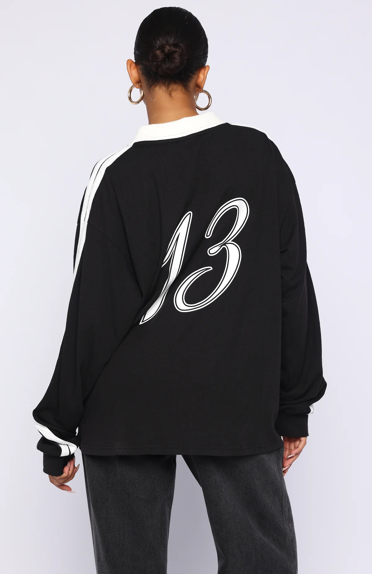 Dreamy Skies Long Sleeve Oversized Jersey Black - Image 5