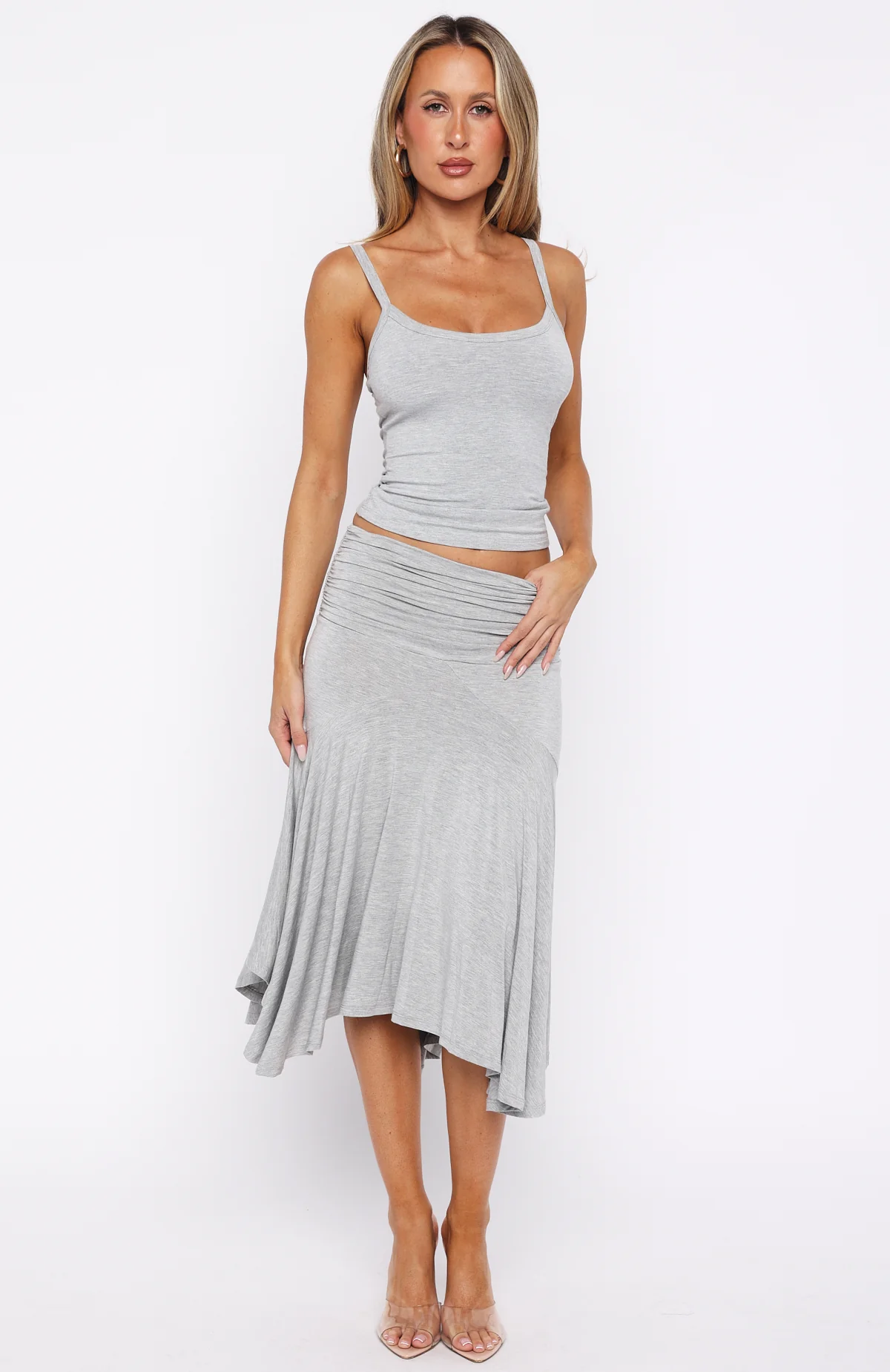 Dressing Up Midi Skirt Grey Marle - Image 2