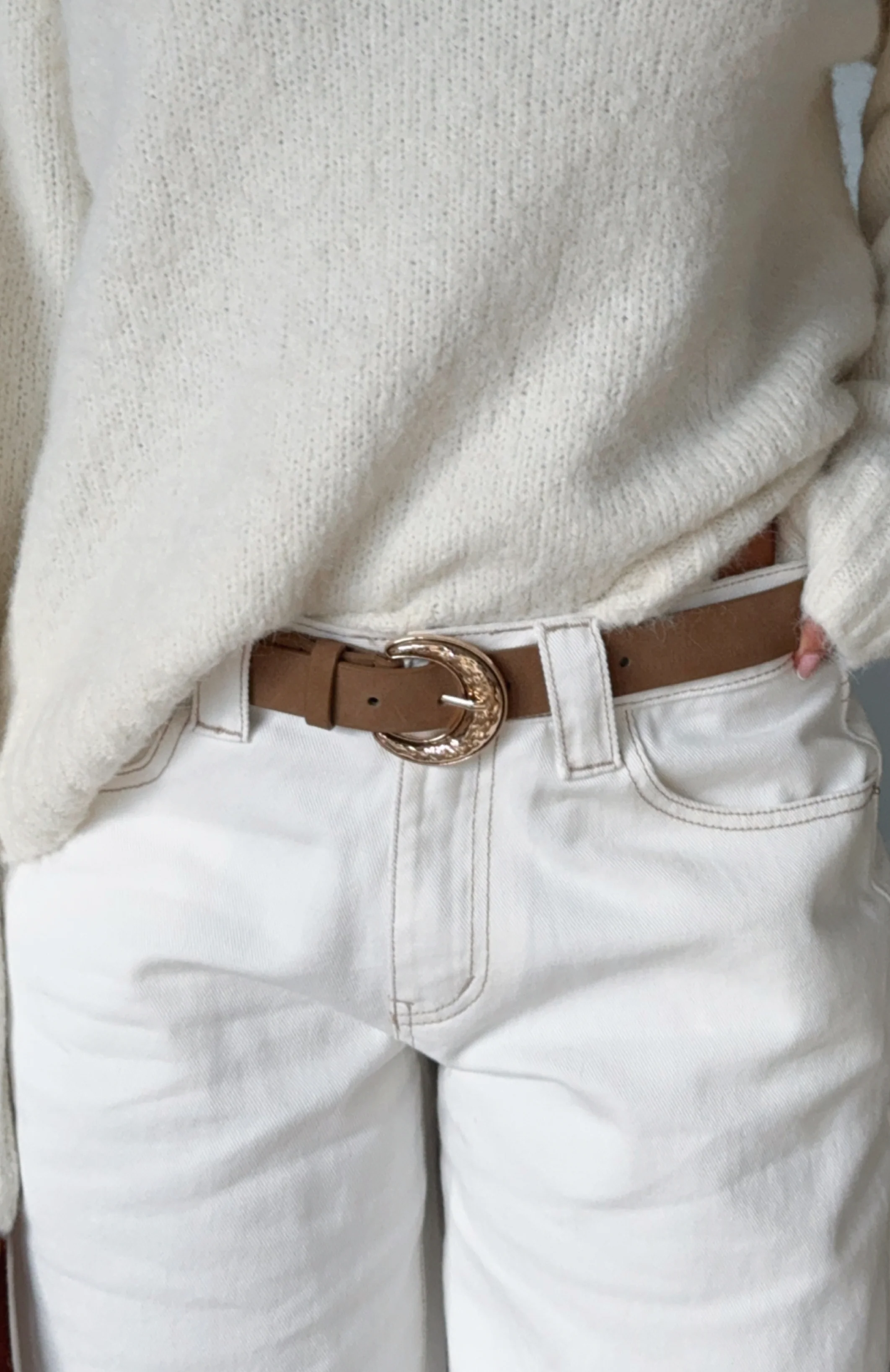 Elanor Belt Tan Faux Suede/Gold - Image 2