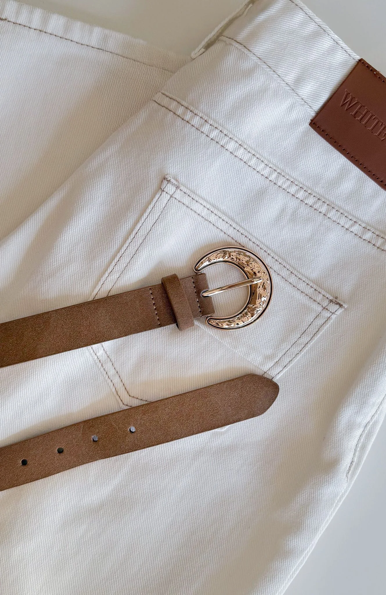 Elanor Belt Tan Faux Suede/Gold - Image 4