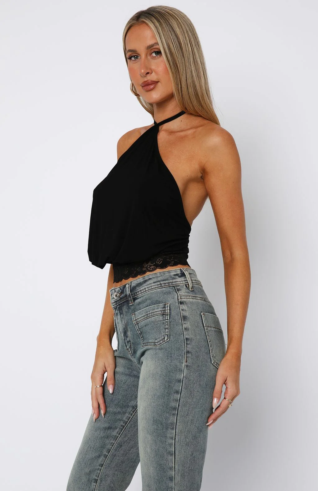 Endless Moment Cinched Waist Halter Top Black - Image 4