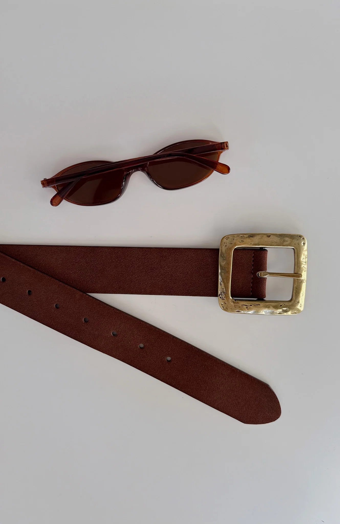 Esme Belt Chocolate Faux Suede/Gold - Image 2
