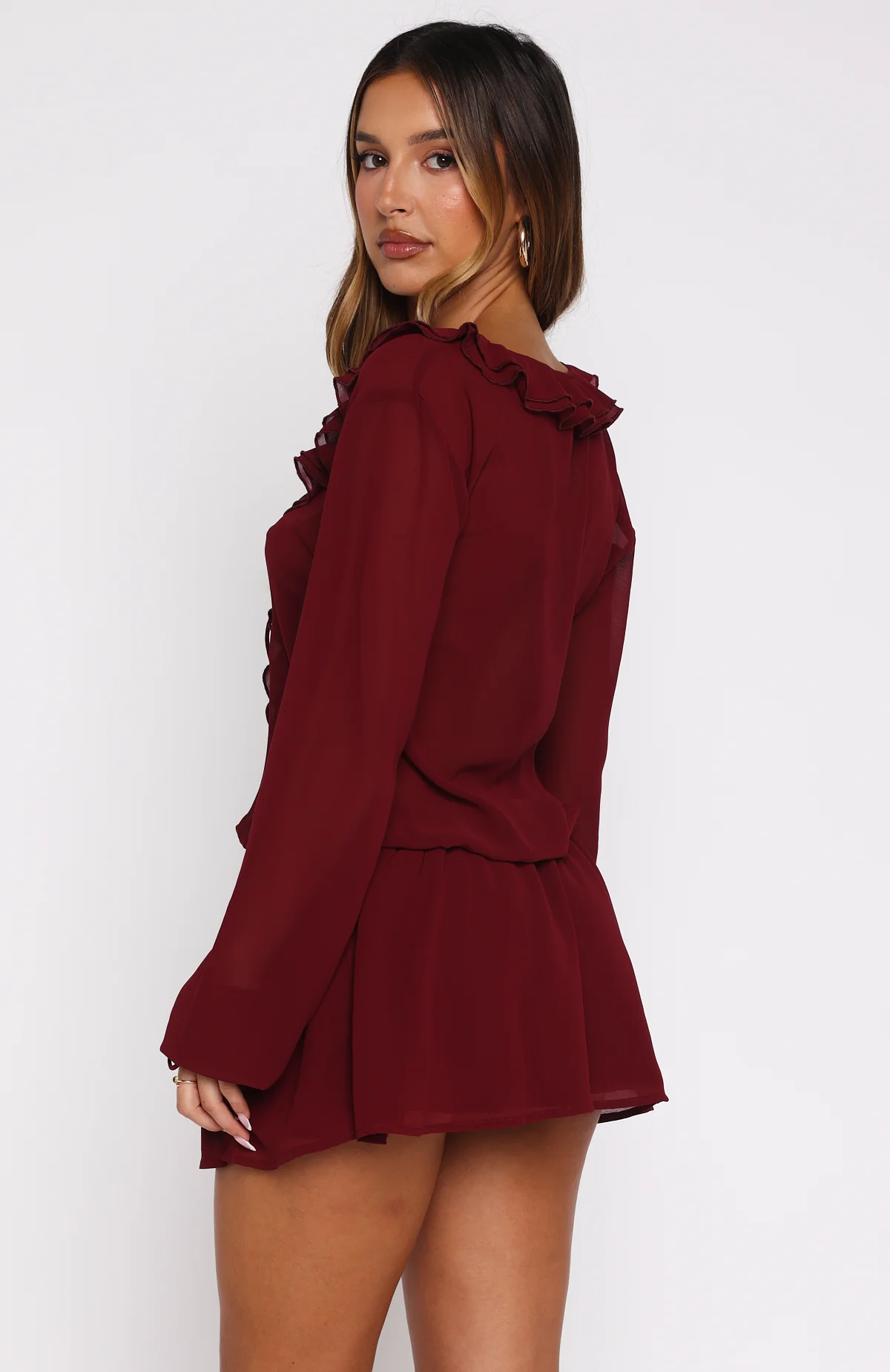 Eternal Energy Long Sleeve Mini Dress Burgundy - Image 6