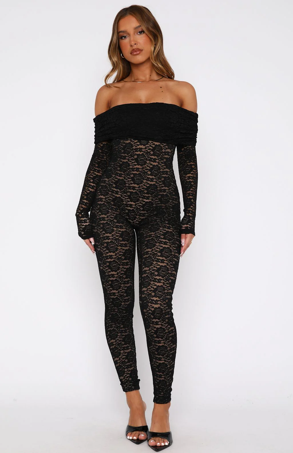 Evening Soiree Long Sleeve Jumpsuit Black - Image 3