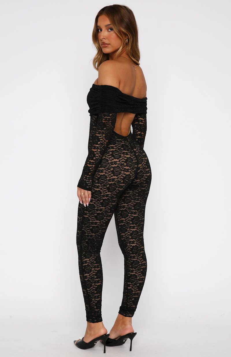 Evening Soiree Long Sleeve Jumpsuit Black - Image 5