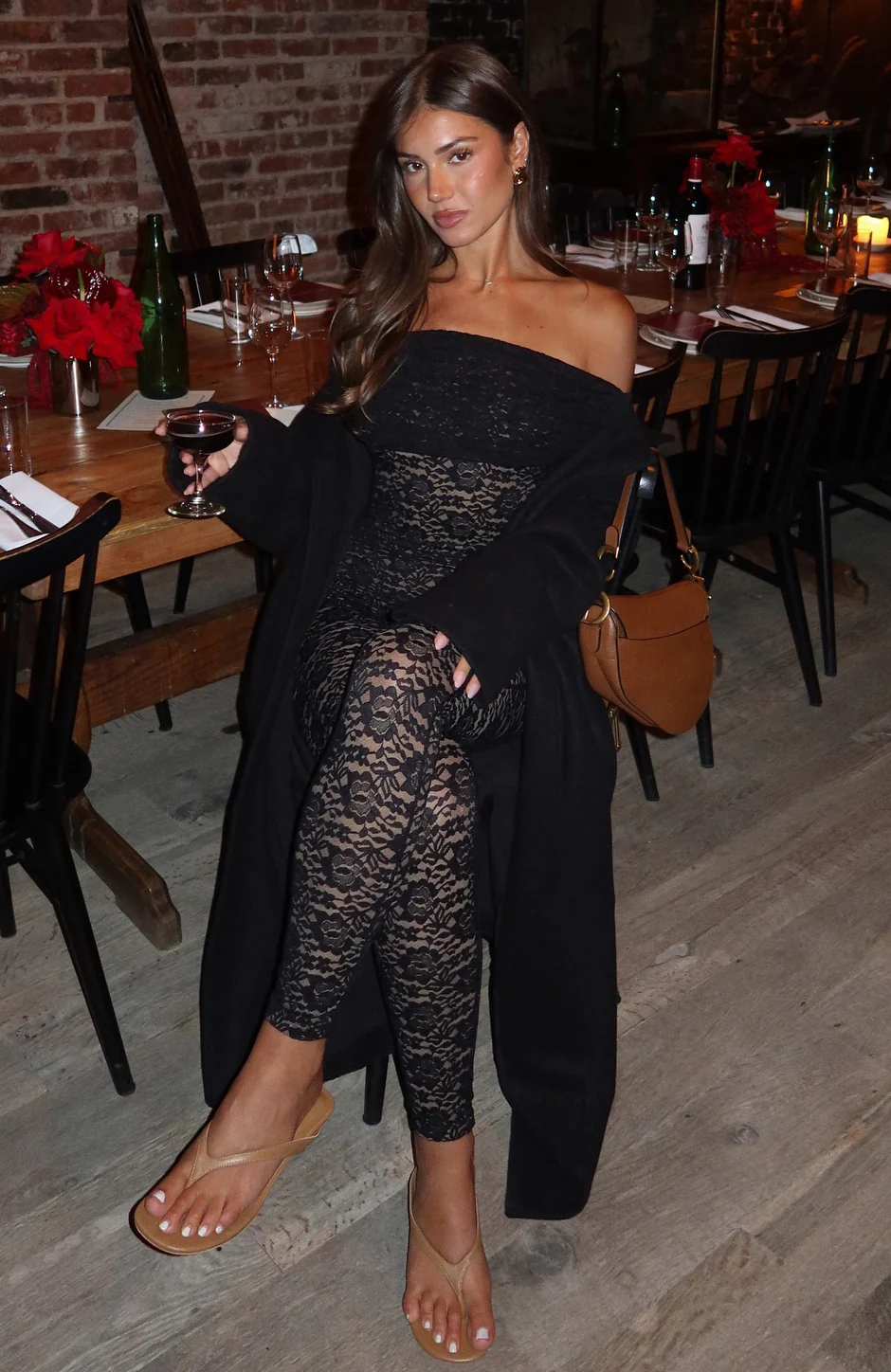 Evening Soiree Long Sleeve Jumpsuit Black - Image 7