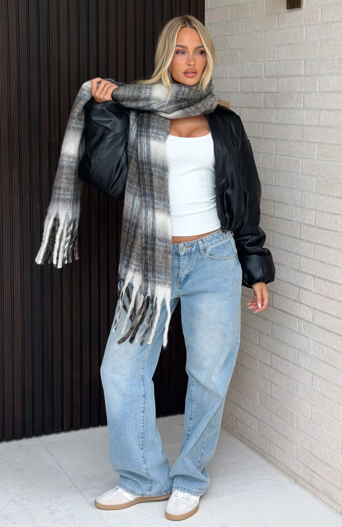 Farley Scarf Cappuccino Plaid - Image 3