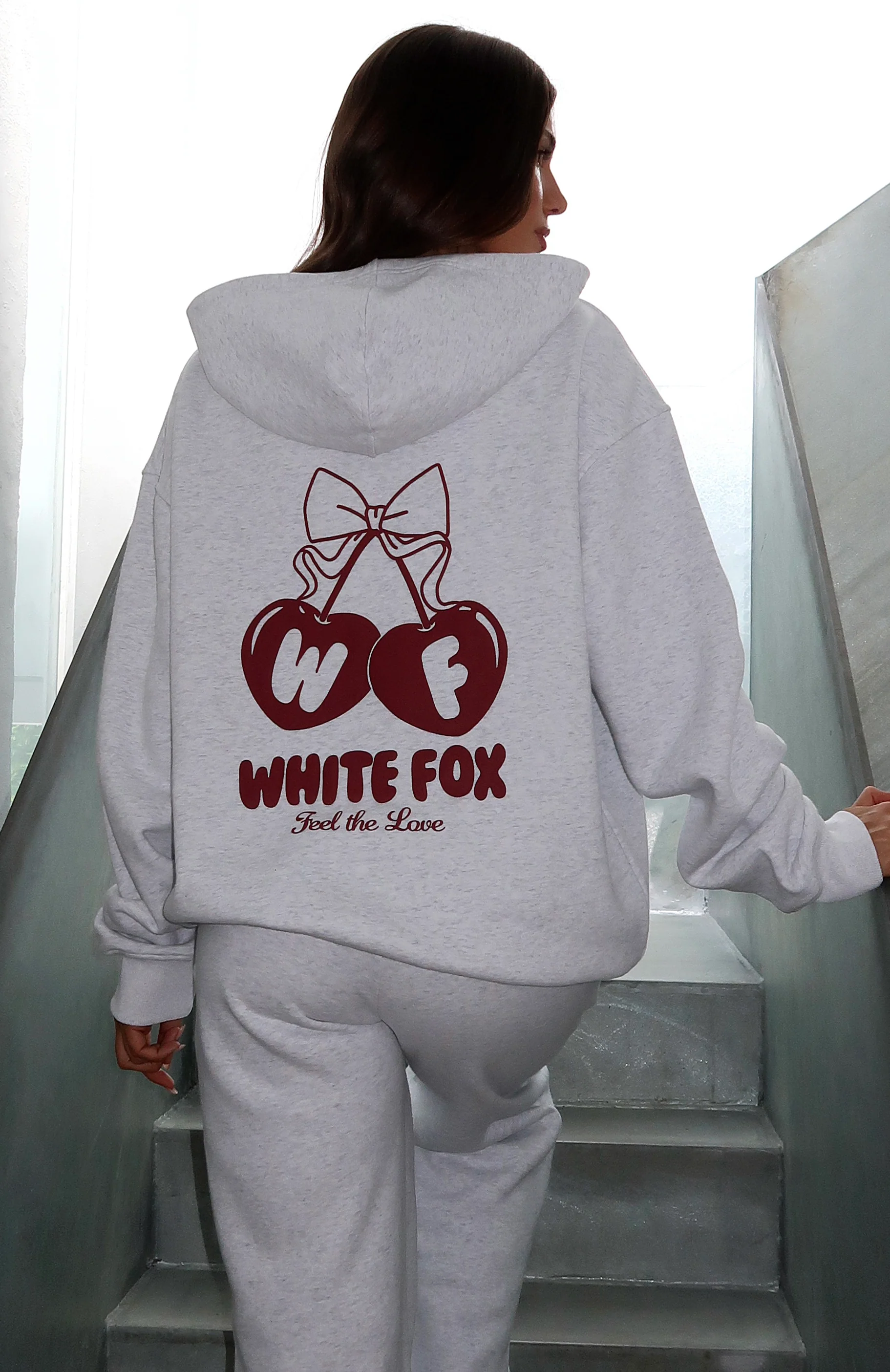 Feel The Love Oversized Hoodie Grey Marle - Image 5