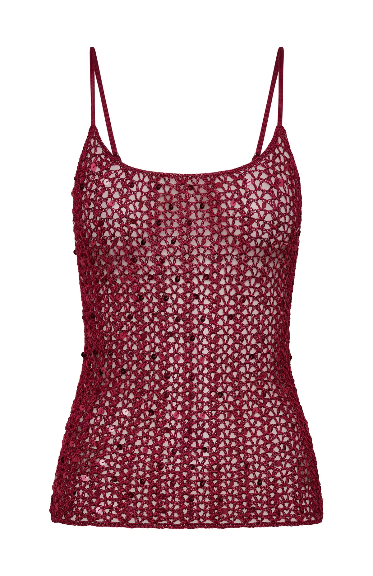 Femme Fuel Sequin Crochet Top Berry - Image 6