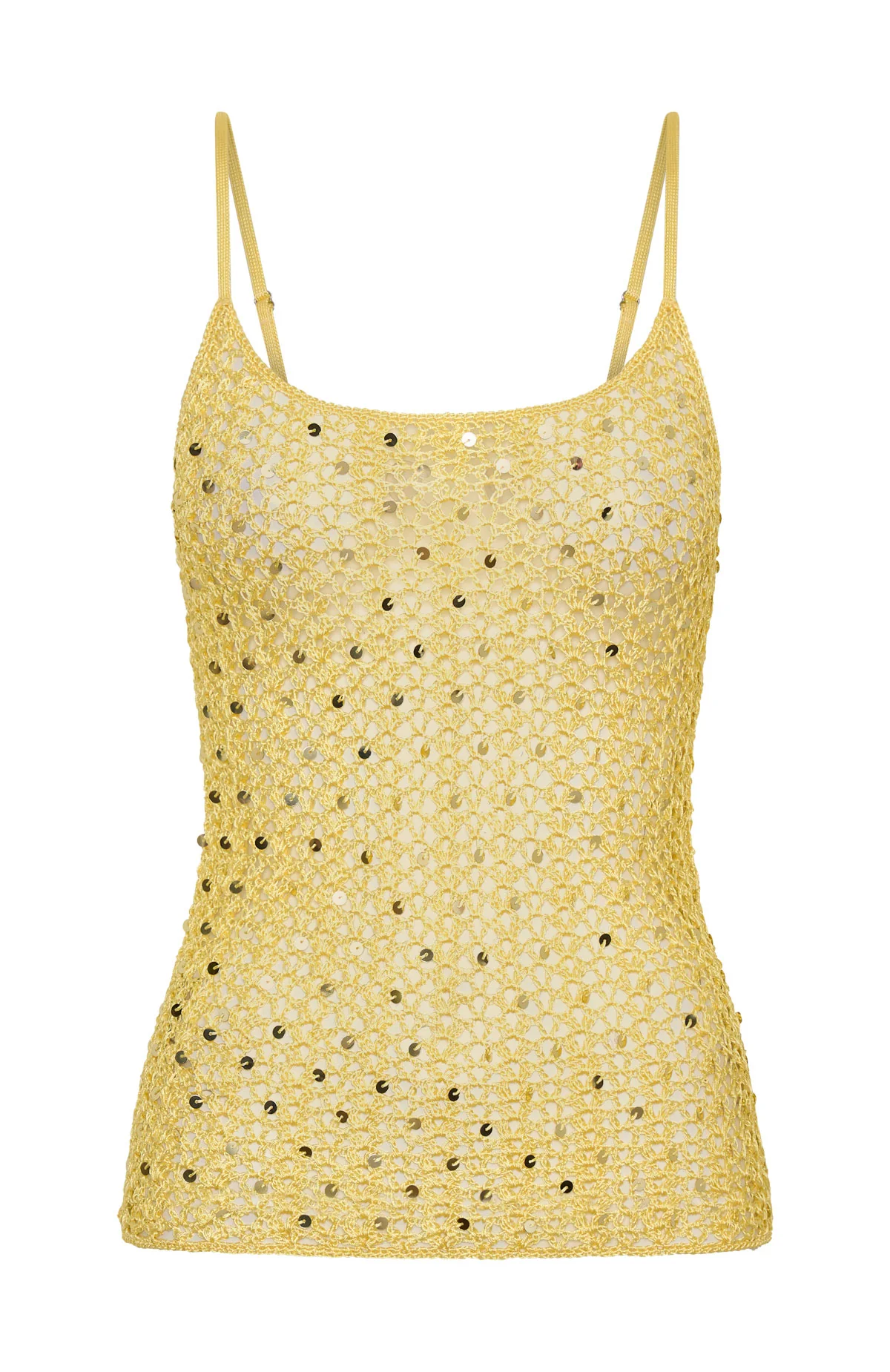 Femme Fuel Sequin Crochet Top Lemon - Image 8