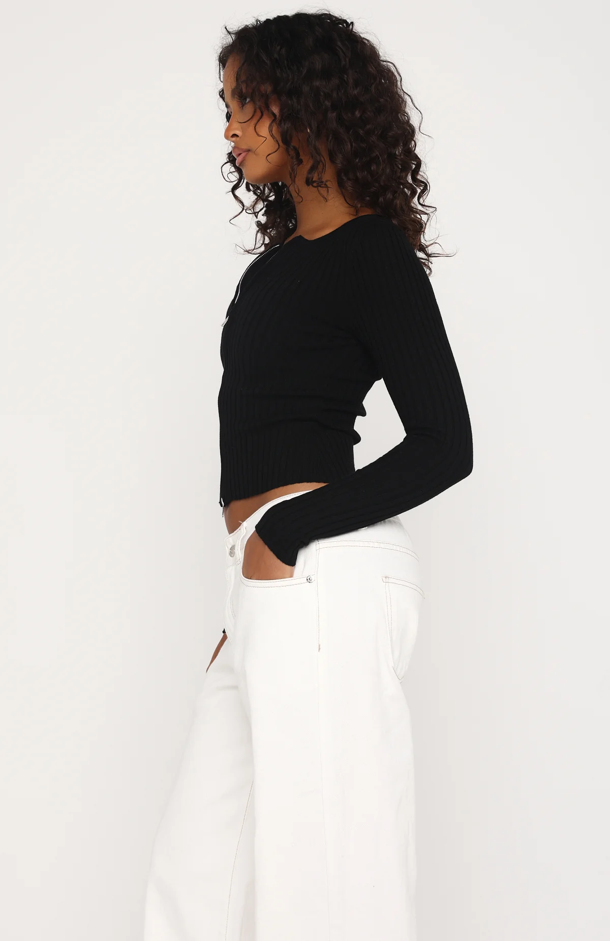 Fine Wine Long Sleeve Knit Top Black - Image 3