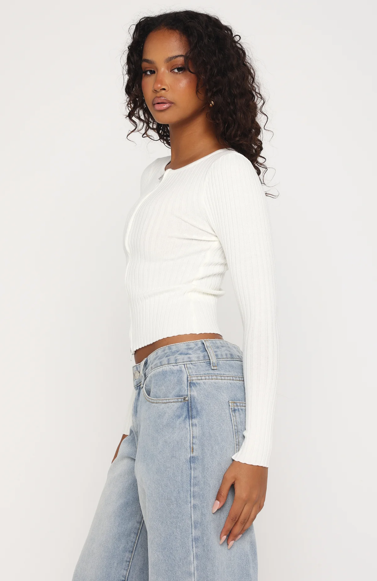 Fine Wine Long Sleeve Knit Top Off White - Image 3