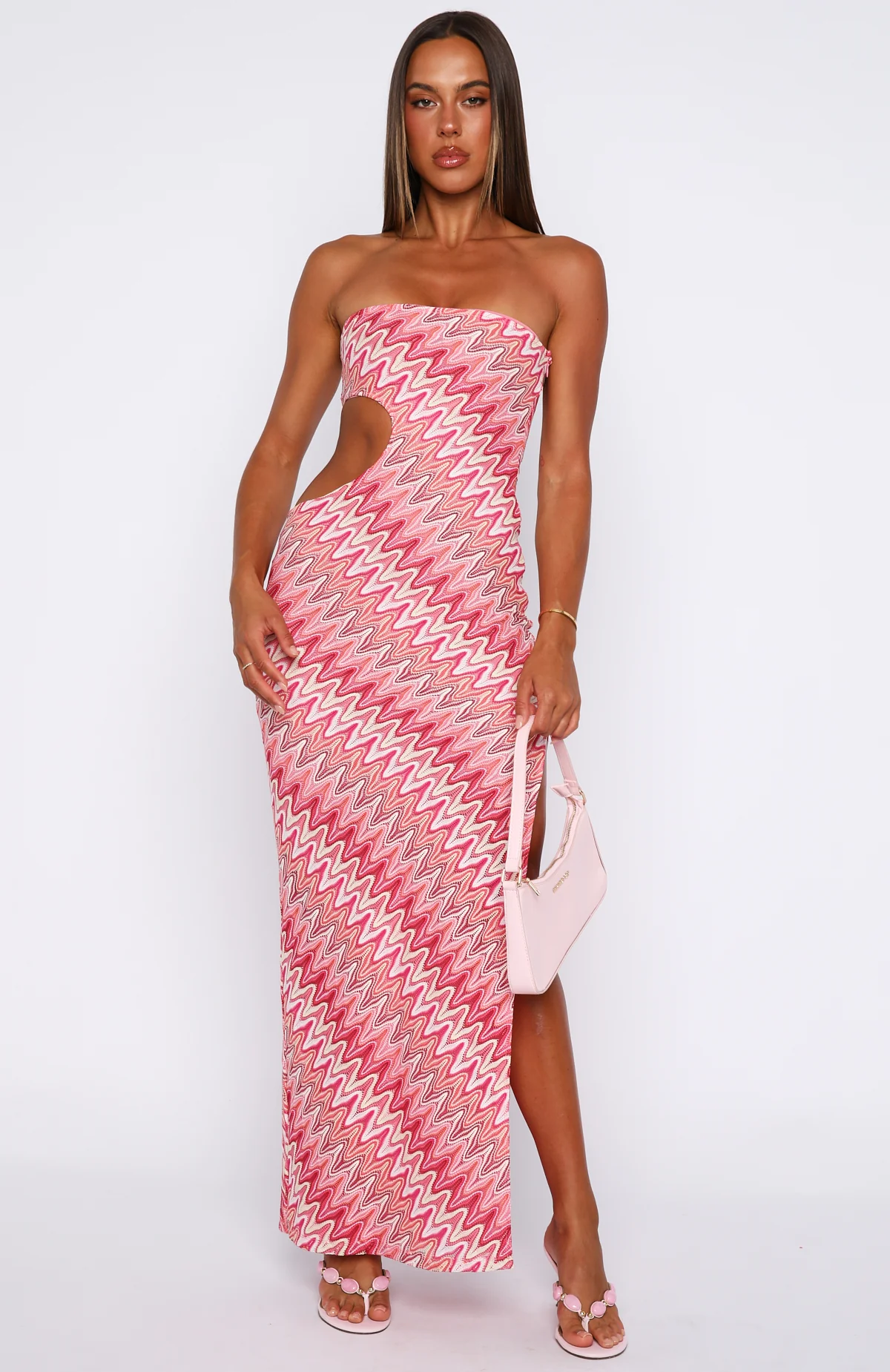 Flirt Mode Strapless Maxi Dress Sunrise Waves - Image 2