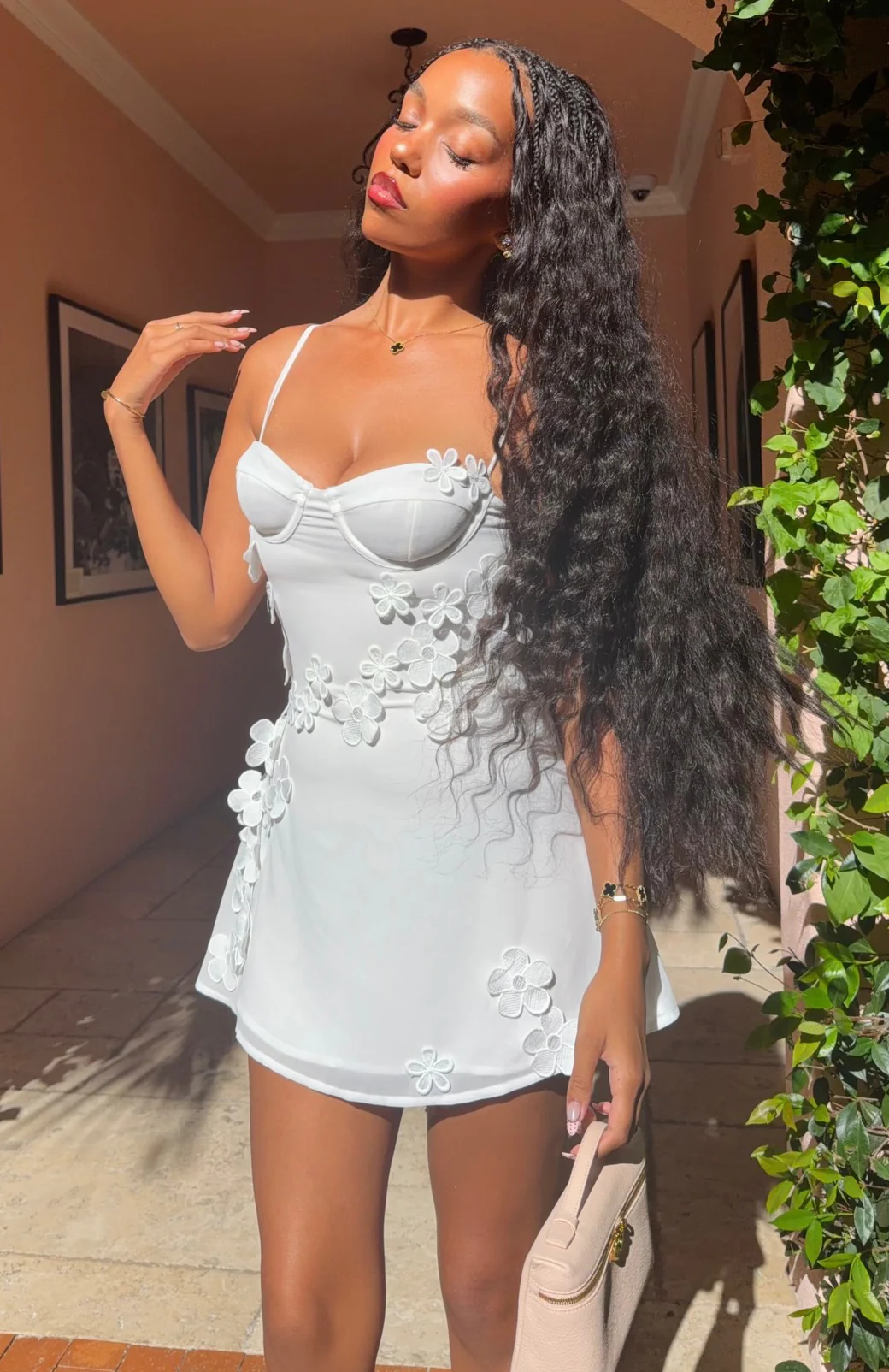 Flirty In Flora Mini Dress White