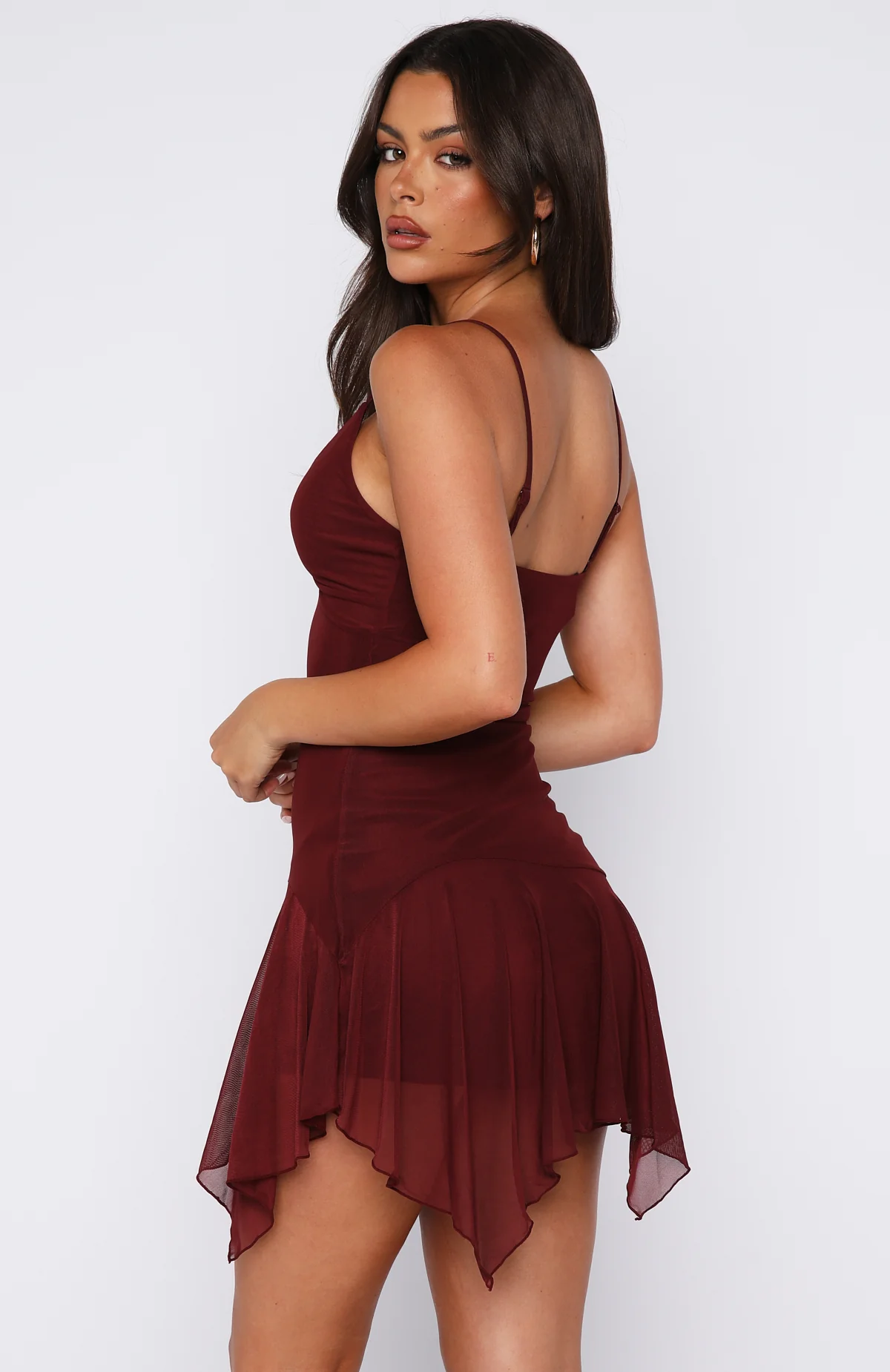 Floating Through It Mini Dress Burgundy - Image 4
