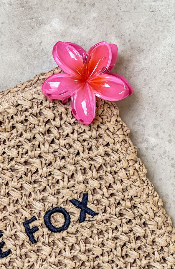 Floral Charm Hair Clip Hot Pink - Image 2