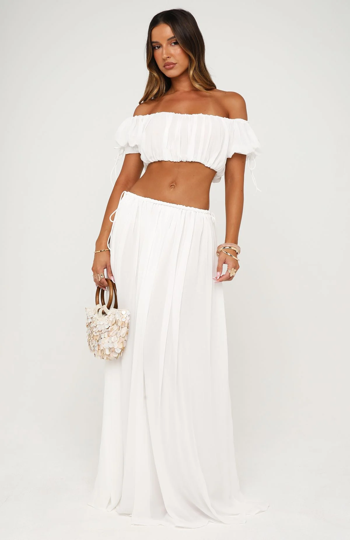 Flounce Flirt Maxi Skirt White - Image 3